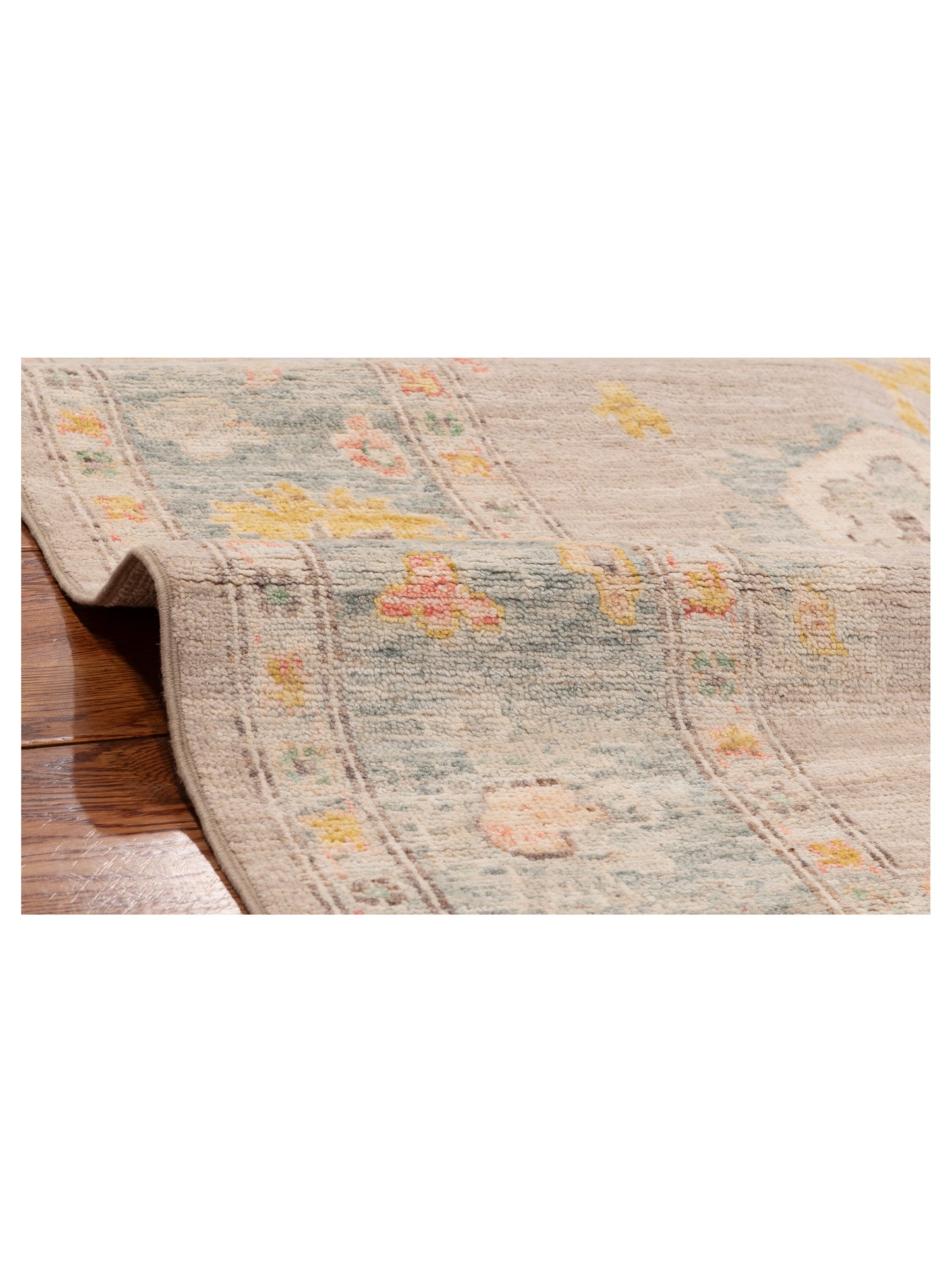 Anadol Oushak 151509 Light Gray Light Green 6.1x8.7 Hand Knotted Rug