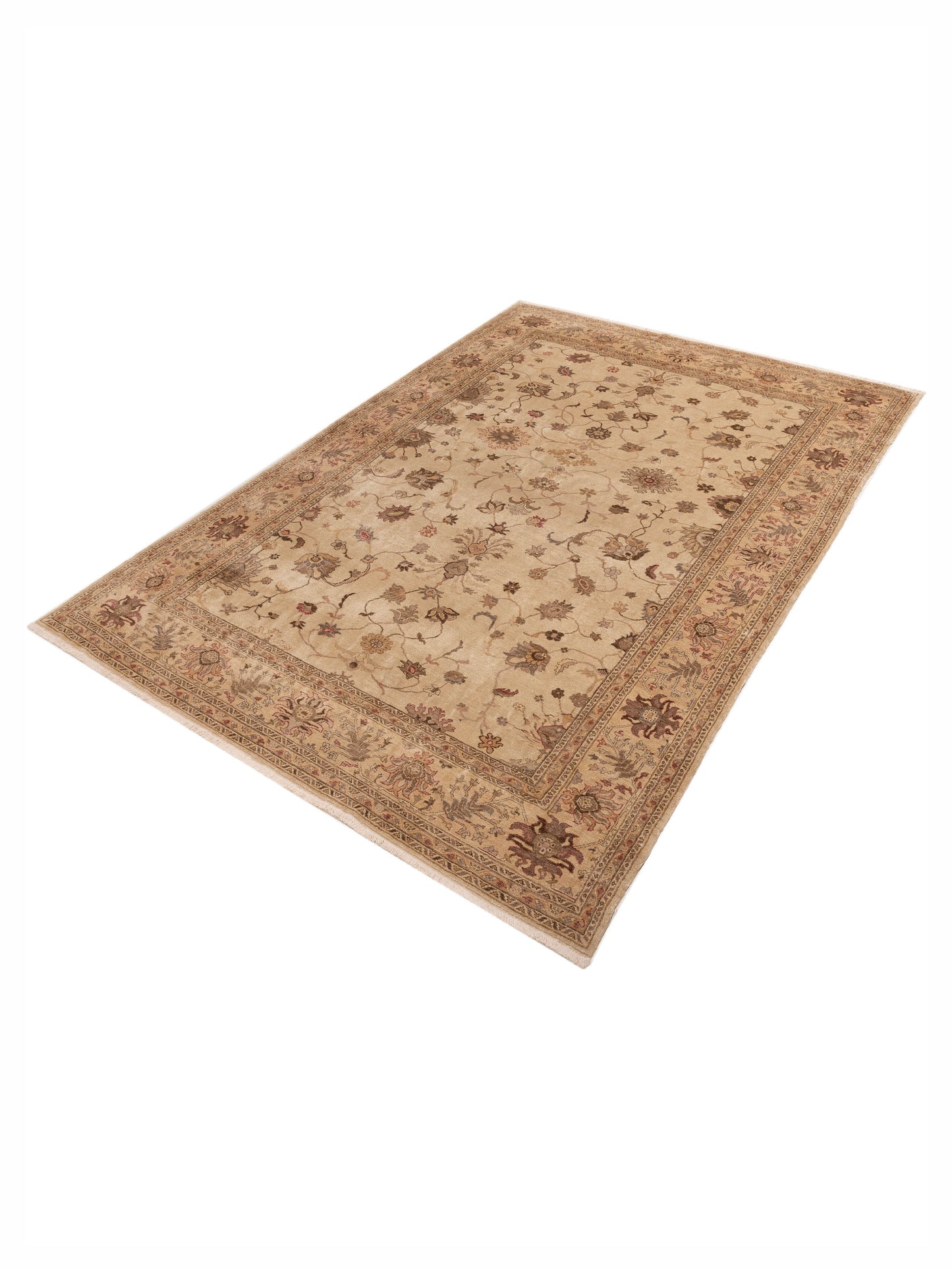 Turkish Elvan 153643 Ivory Gold 9.5x13.2 Hand Knotted Rug