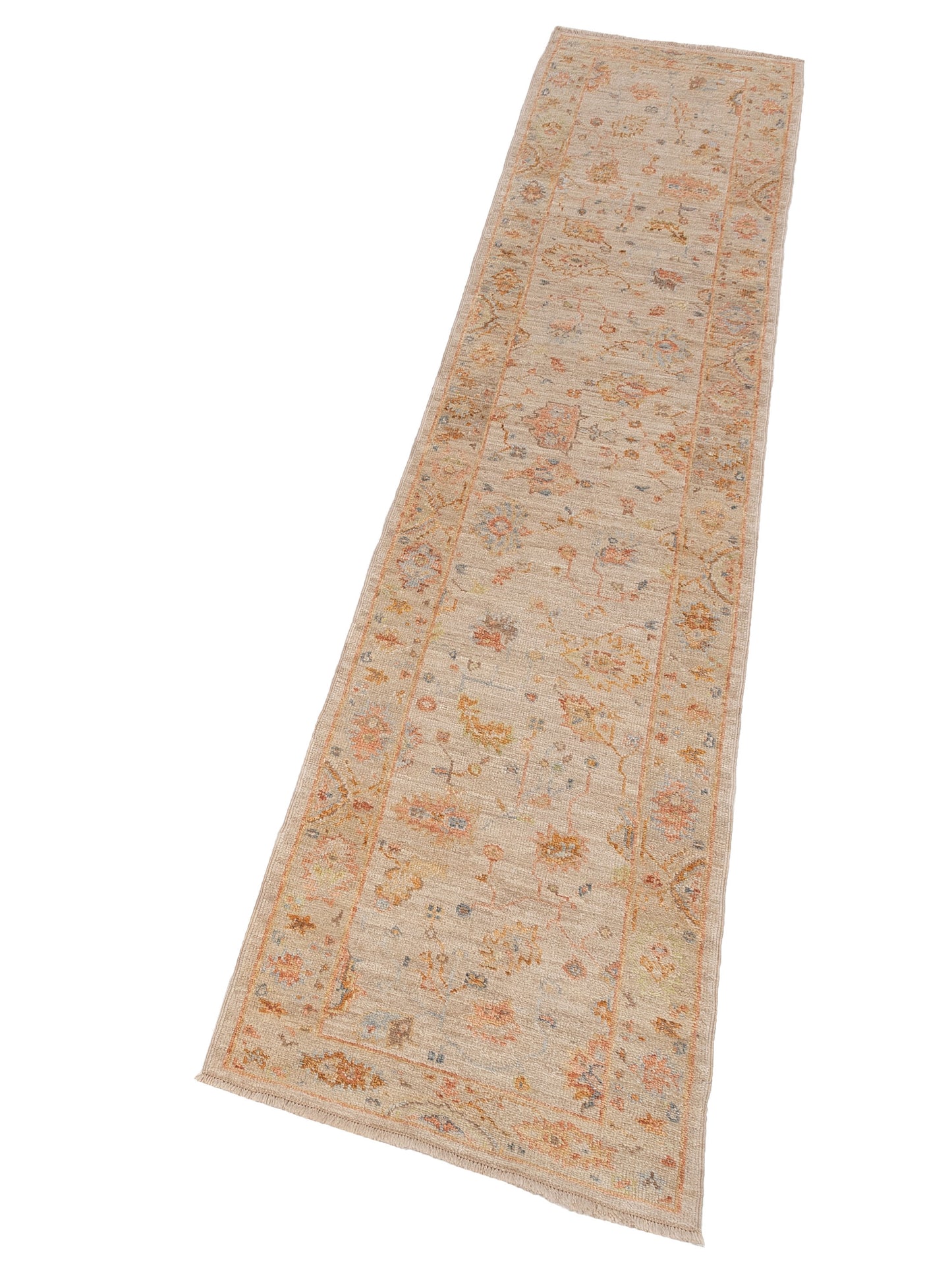 Angora Oushak 150416 Beige Brown 2.8x11.11 Hand Knotted Rug