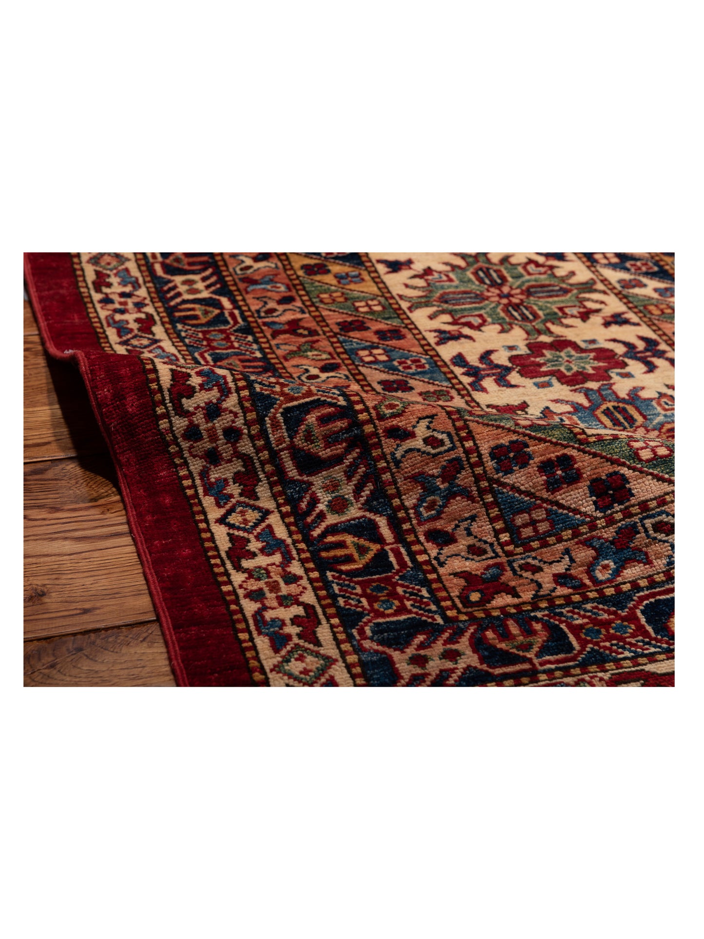 Artisan Kazak 145991 Red Ivory 13.2x17.4 Hand Knotted Rug