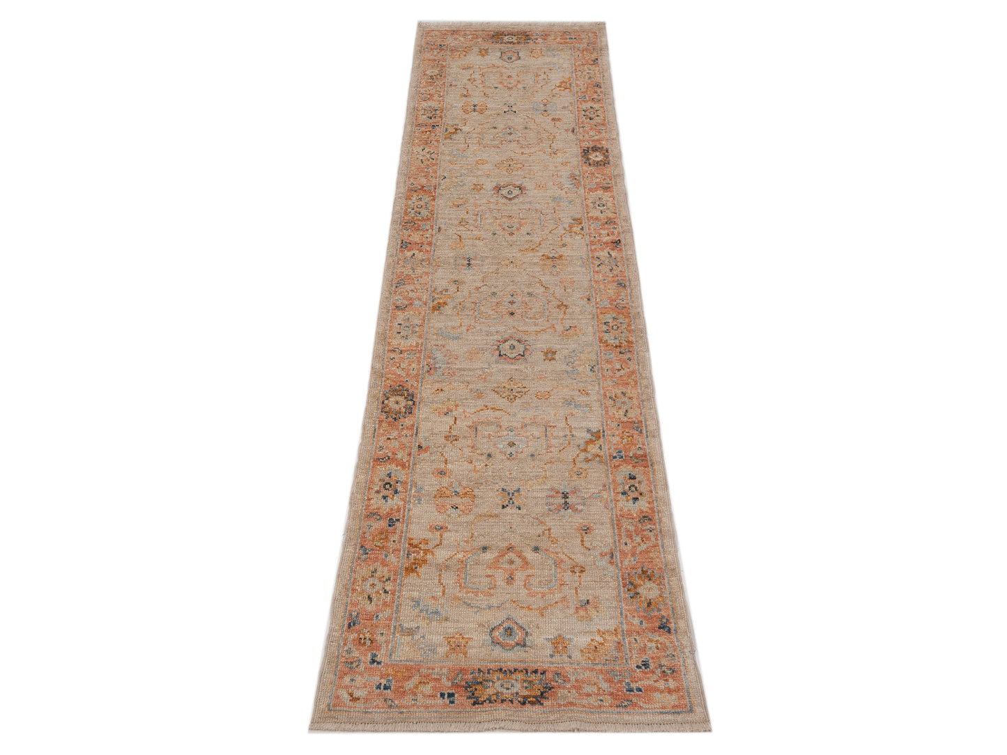 Angora Oushak 149384 Ivory Rust 2.7x9.8 Hand Knotted Rug