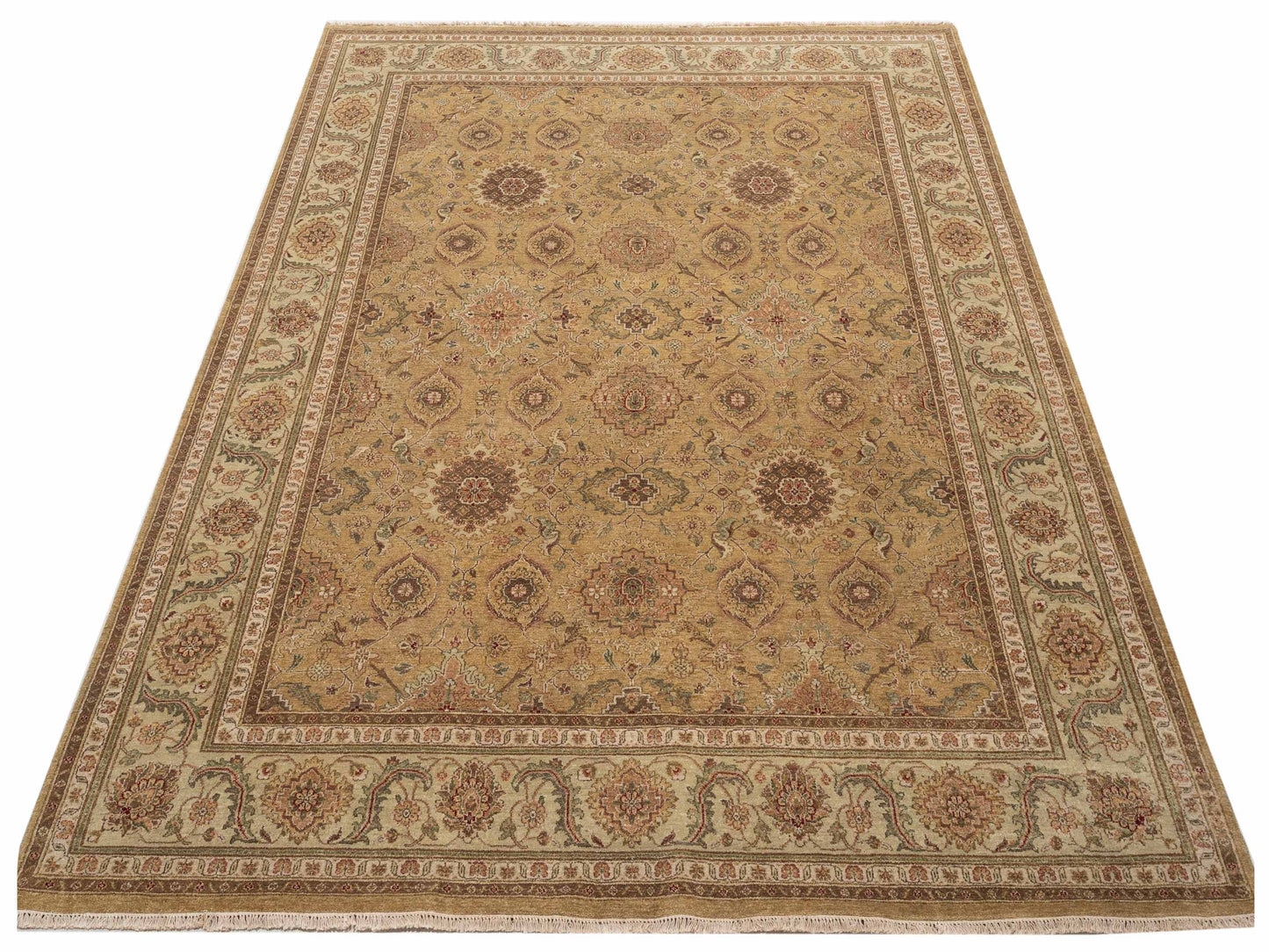 Platinum 115901 Gold Ivory 7.10x103 Hand Knotted Rug