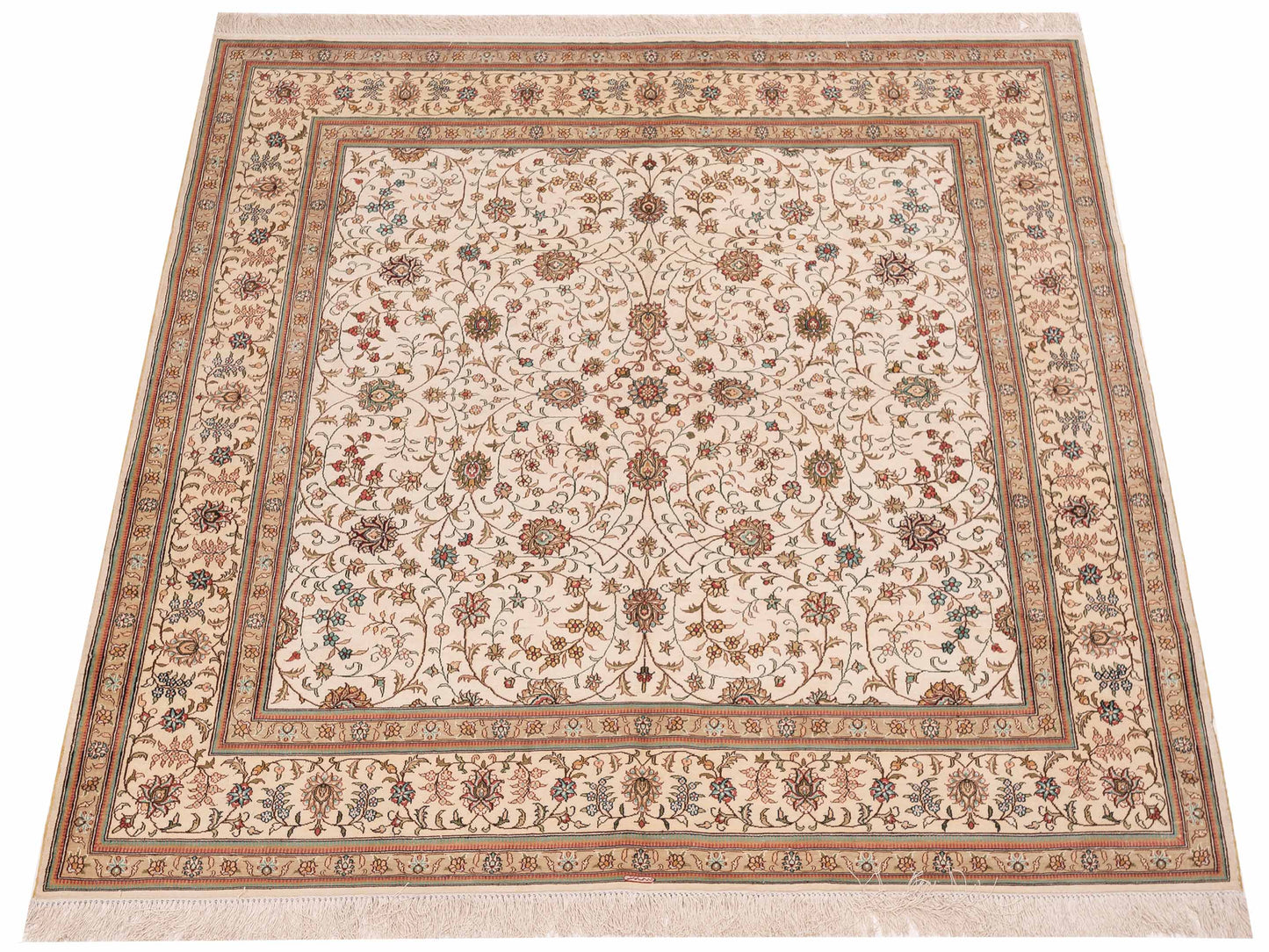 Pure Silk 105525 Ivory Ivory 6x6.2 Hand Knotted Rug