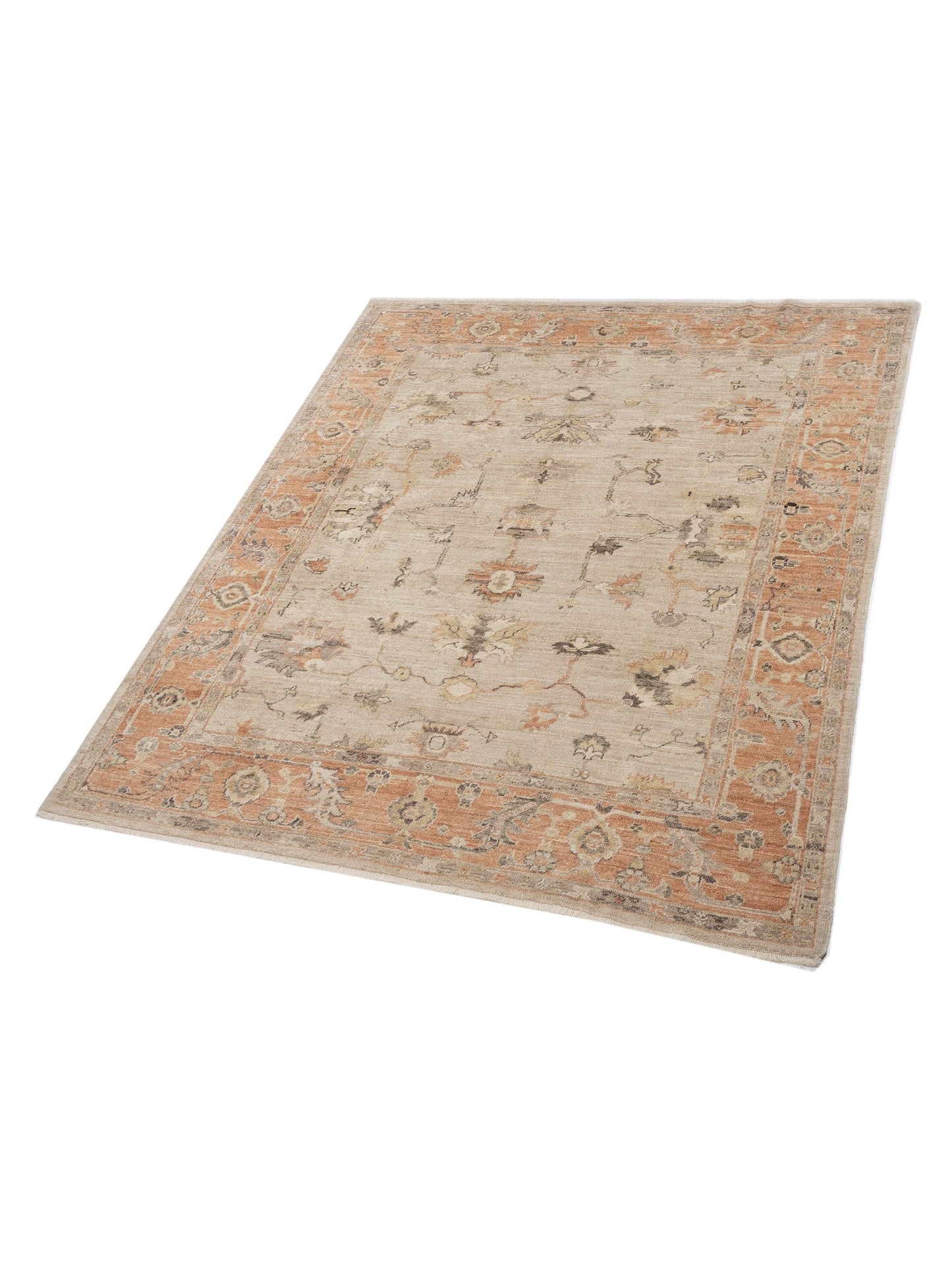 Angora Oushak 147018 Ivory Rust 8x9.9 Hand Knotted Rug