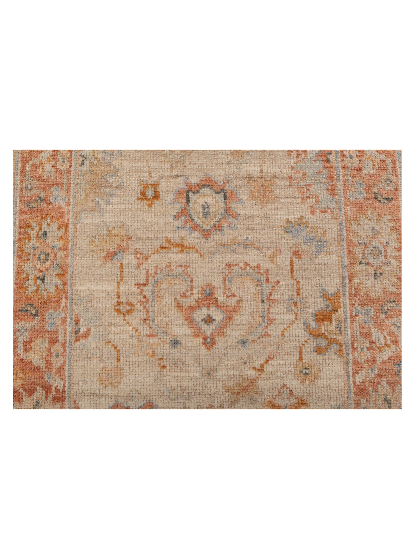 Angora Oushak 149598 Ivory Rust 2.6x15.4 Hand Knotted Rug