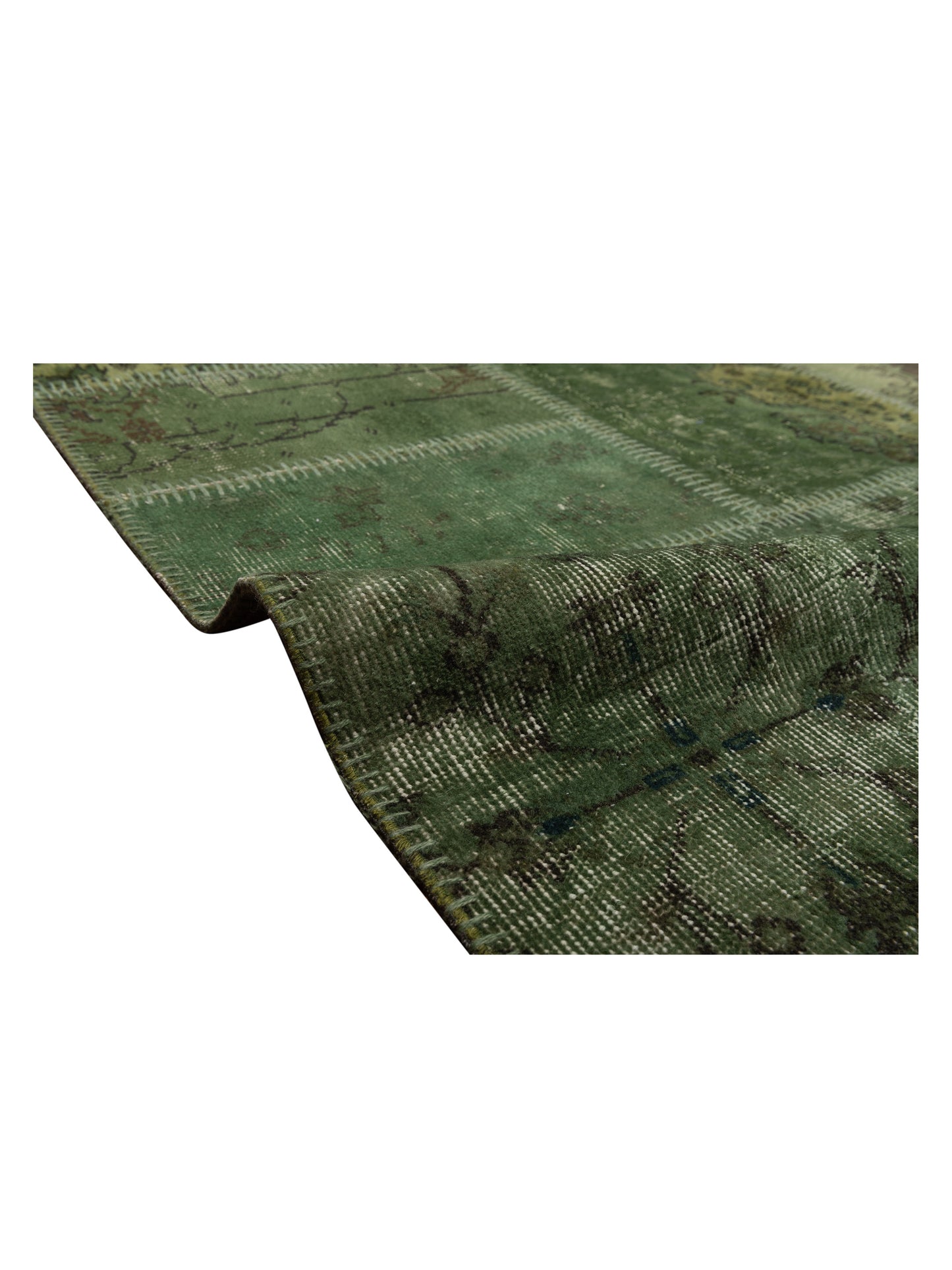 Turkish Vestige Patchwork 129789 Green 9.10x13.3 Hand Knotted Rug