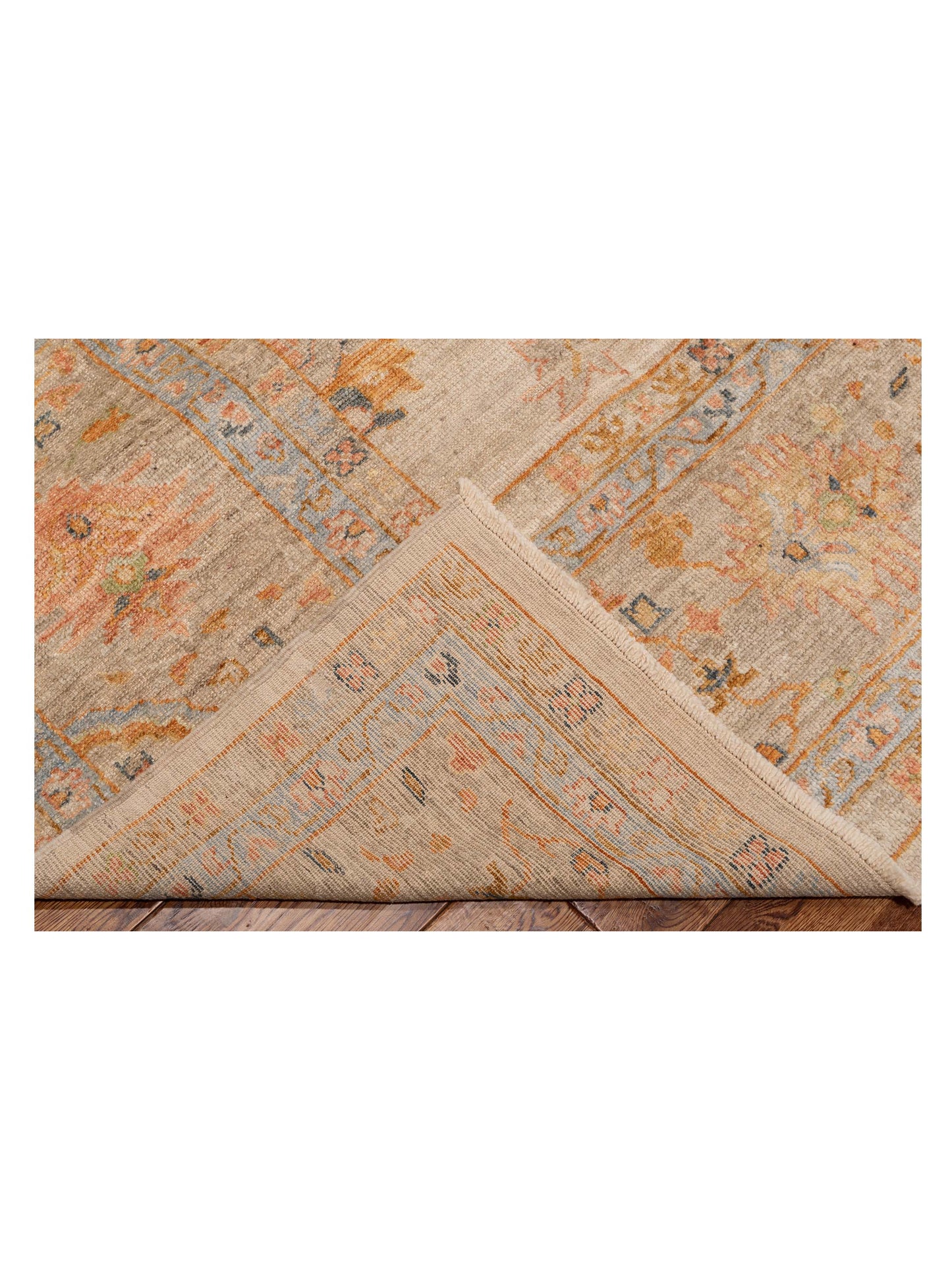 Angora Oushak 149483 Ivory Light Brown 13x16.4 Hand Knotted Rug