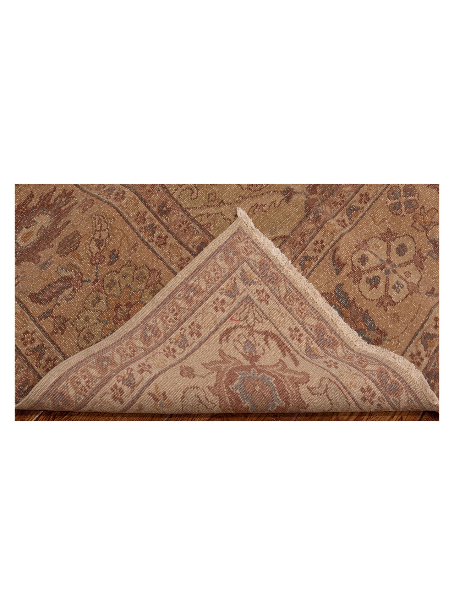 Turkish Elvan 97386 Beige Beige 11.1x12.7 Hand Knotted Rug