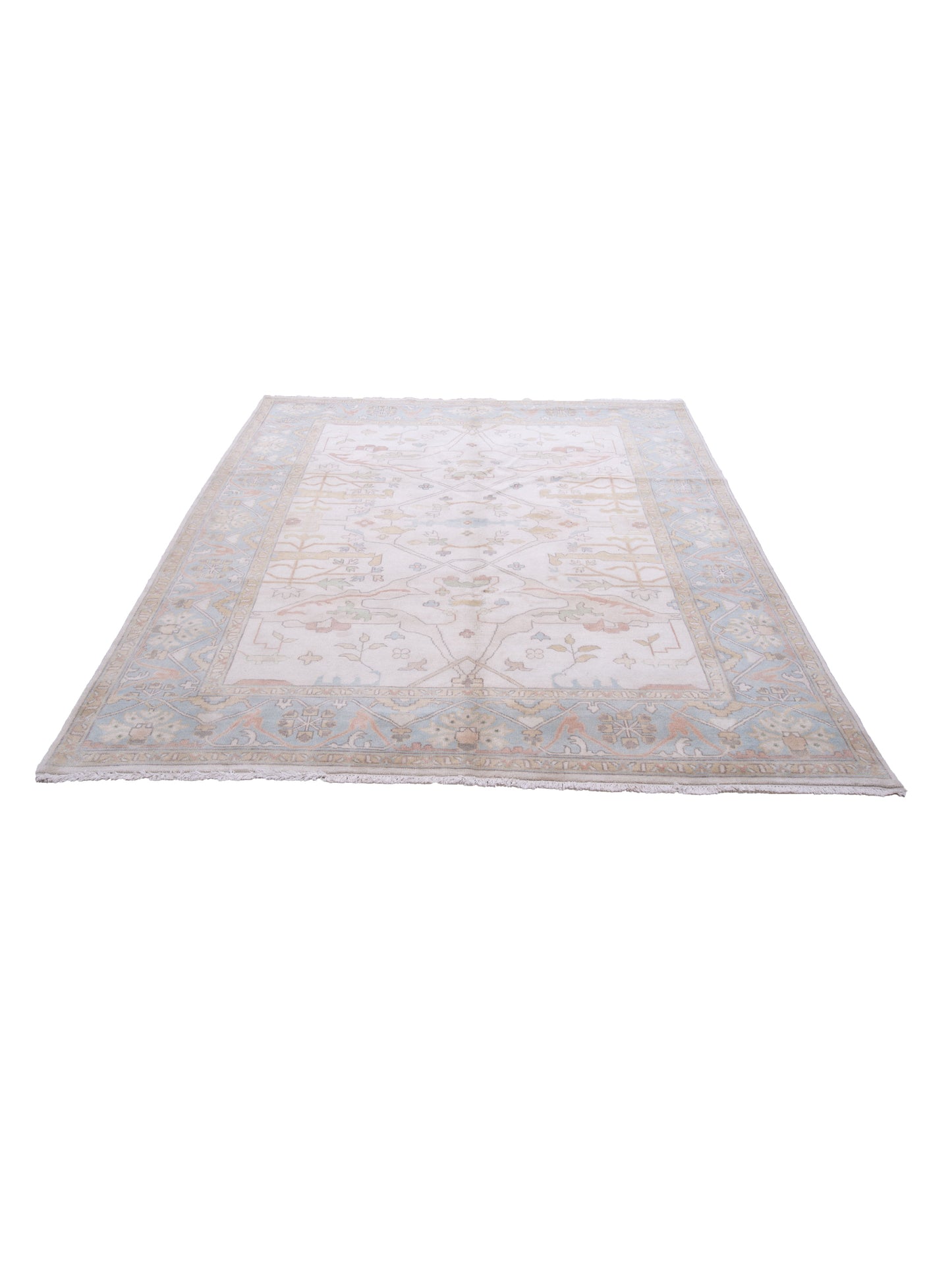 Anadol Oushak 131875 Ivory Light Blue 8.2x9.9 Hand Knotted Rug