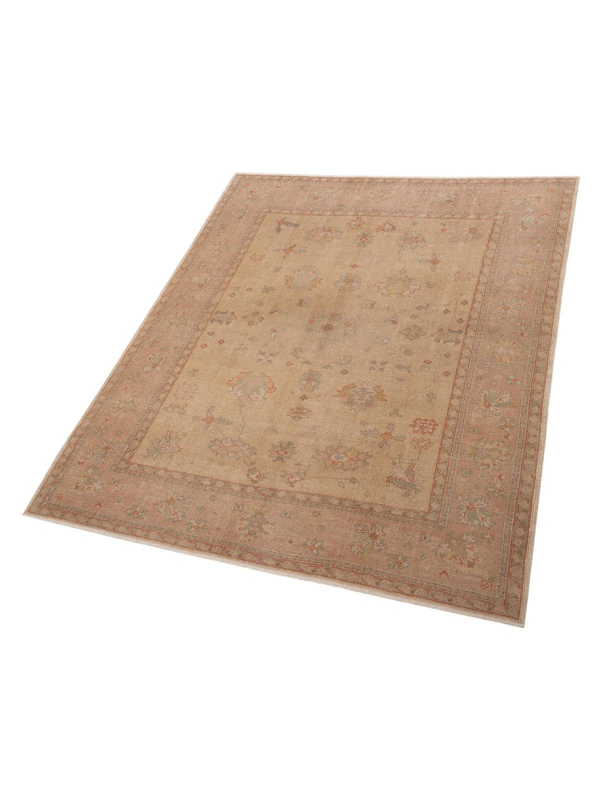 Anadol Oushak 74789 Cream Pink 8.5x10.2 Hand Knotted Rug
