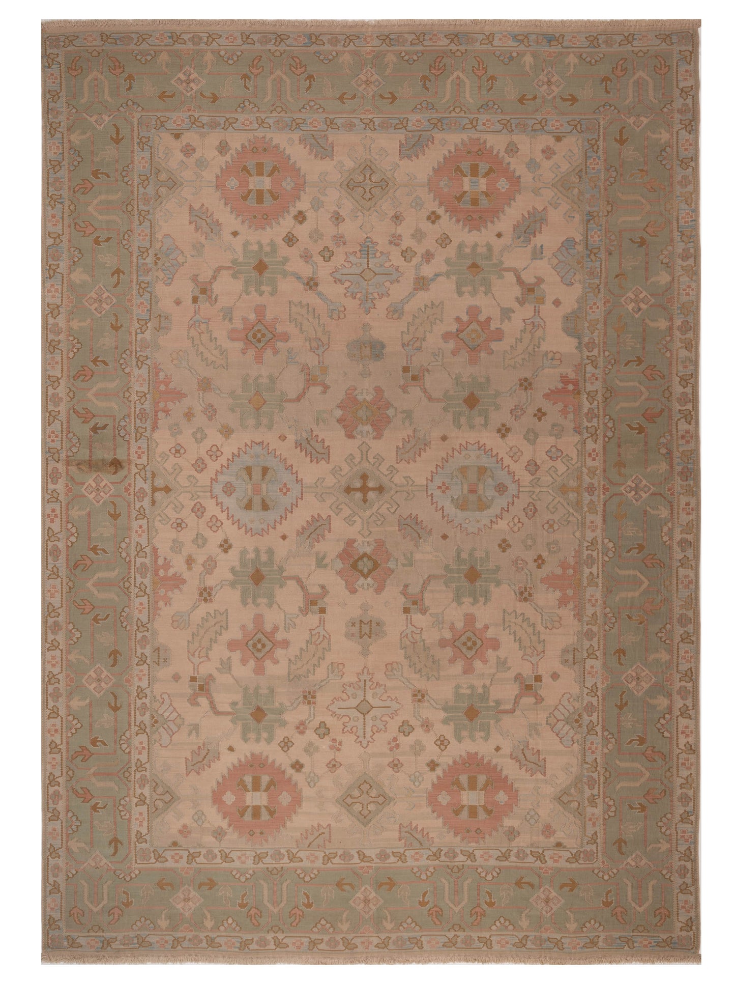 Pasha Transilvanian Kilim  Cream Green Traditional