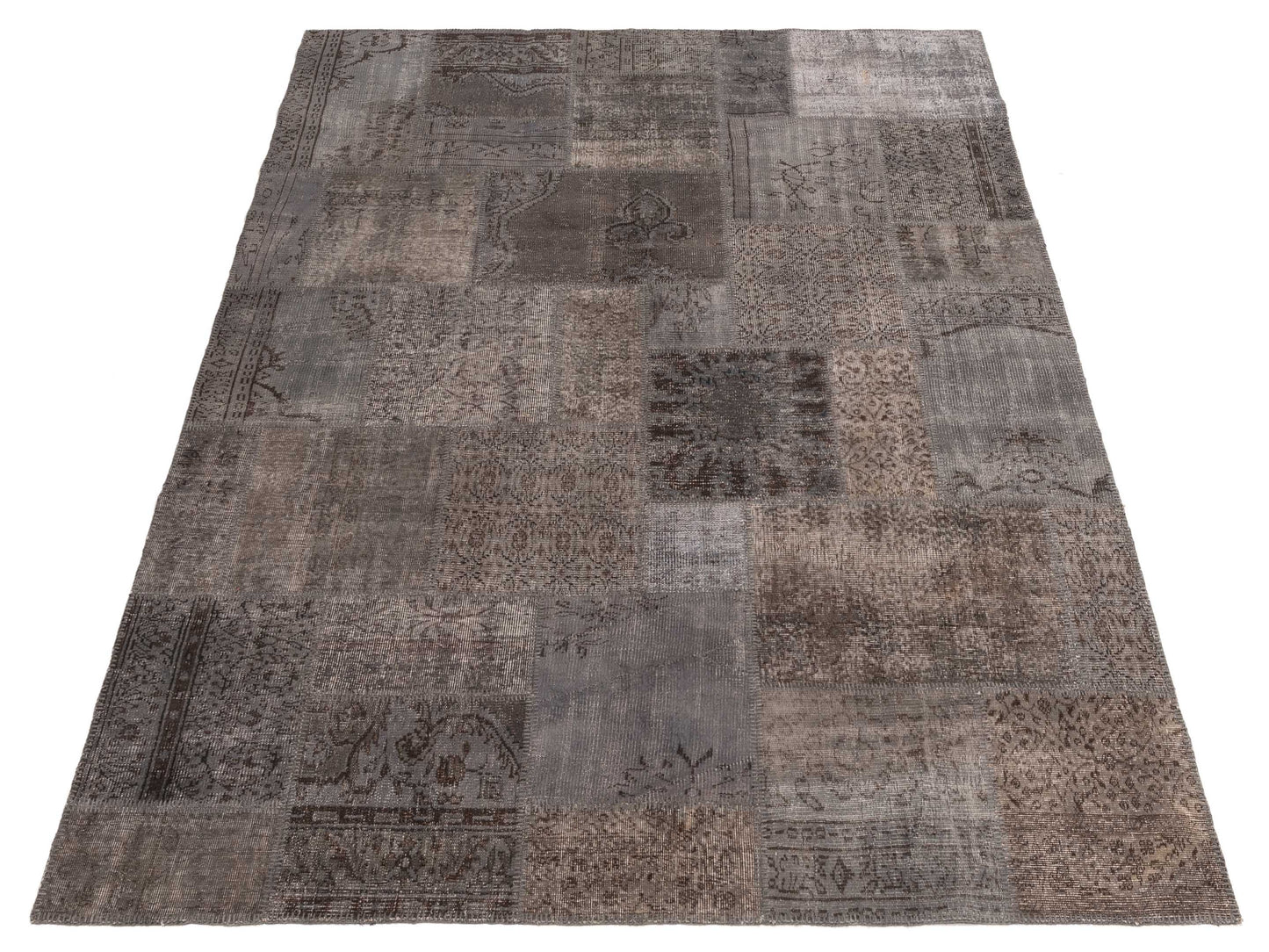 Turkish Vestige Patchwork 130969 Gray 8x9.11 Hand Knotted Rug