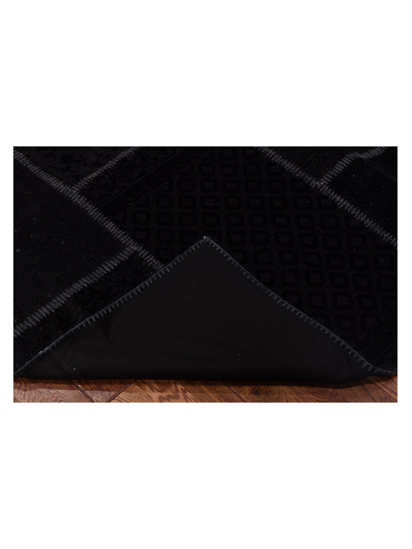 Turkish Vestige Patchwork 109440 Black Black 5.10x7.9 Hand Knotted Rug