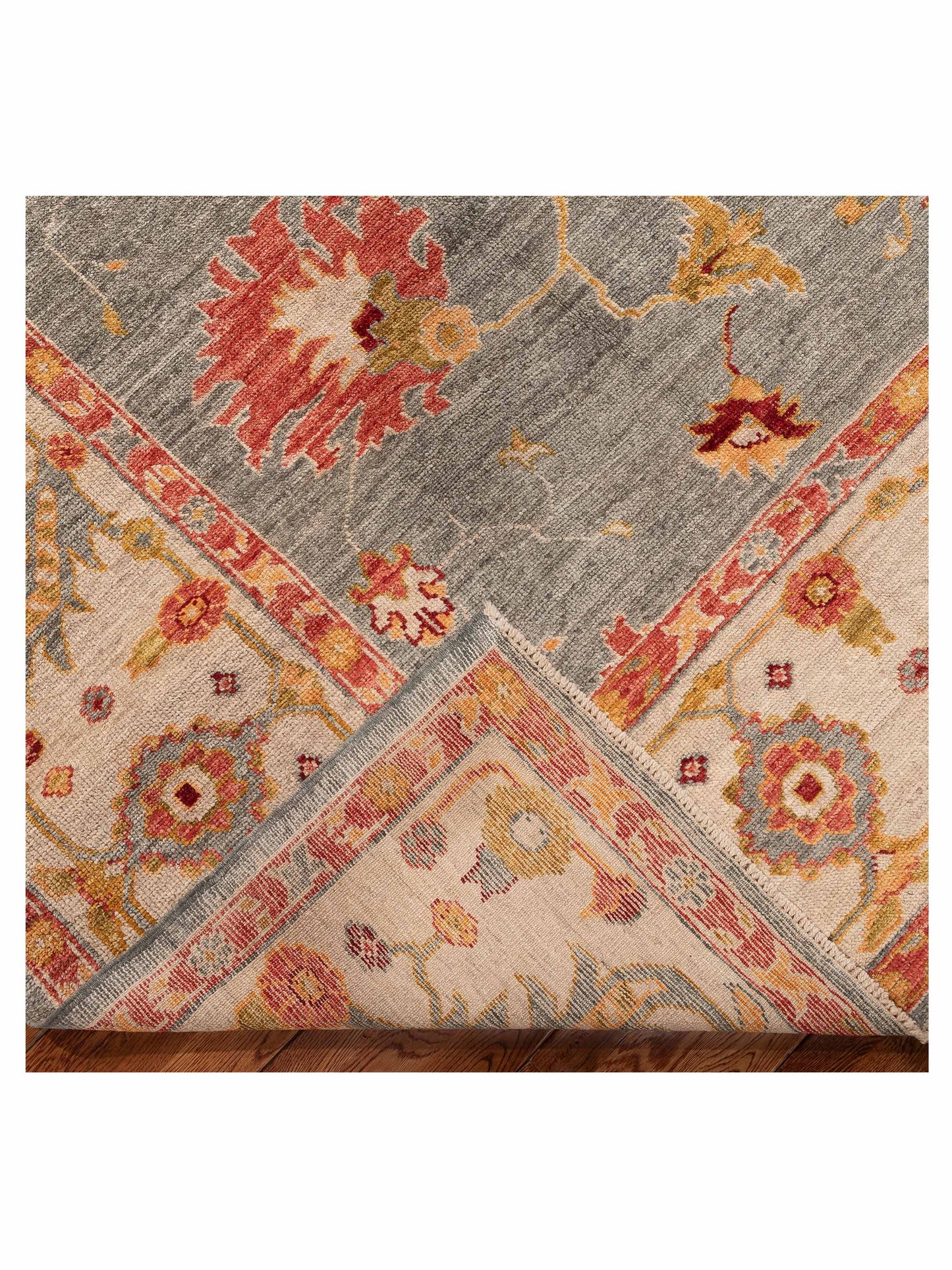 Angora Oushak 156116 Green Ivory 10.4x13.8 Hand Knotted Rug