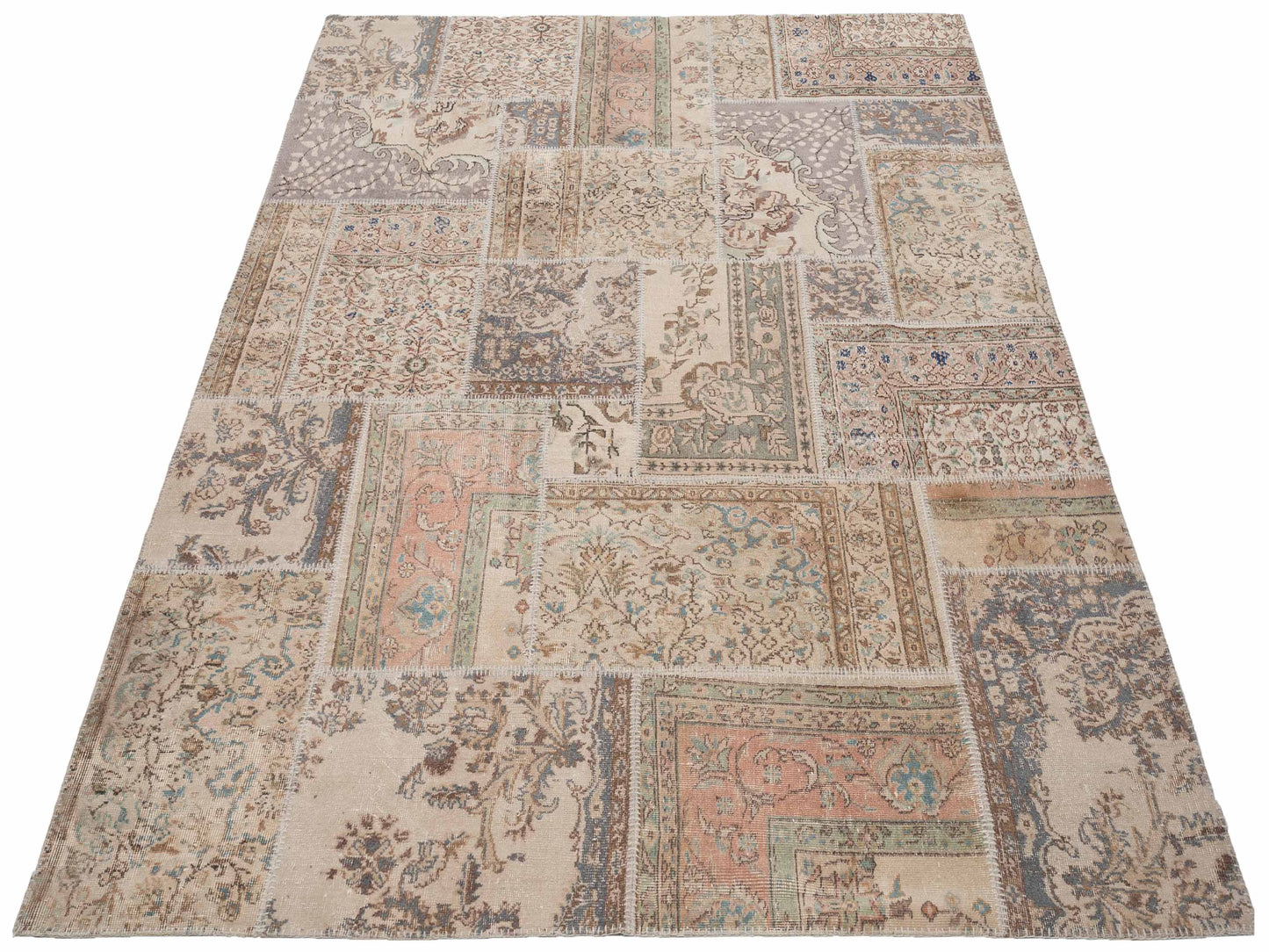 Turkish Vestige Patchwork 109016 Beige 8.3x9.10 Hand Knotted Rug