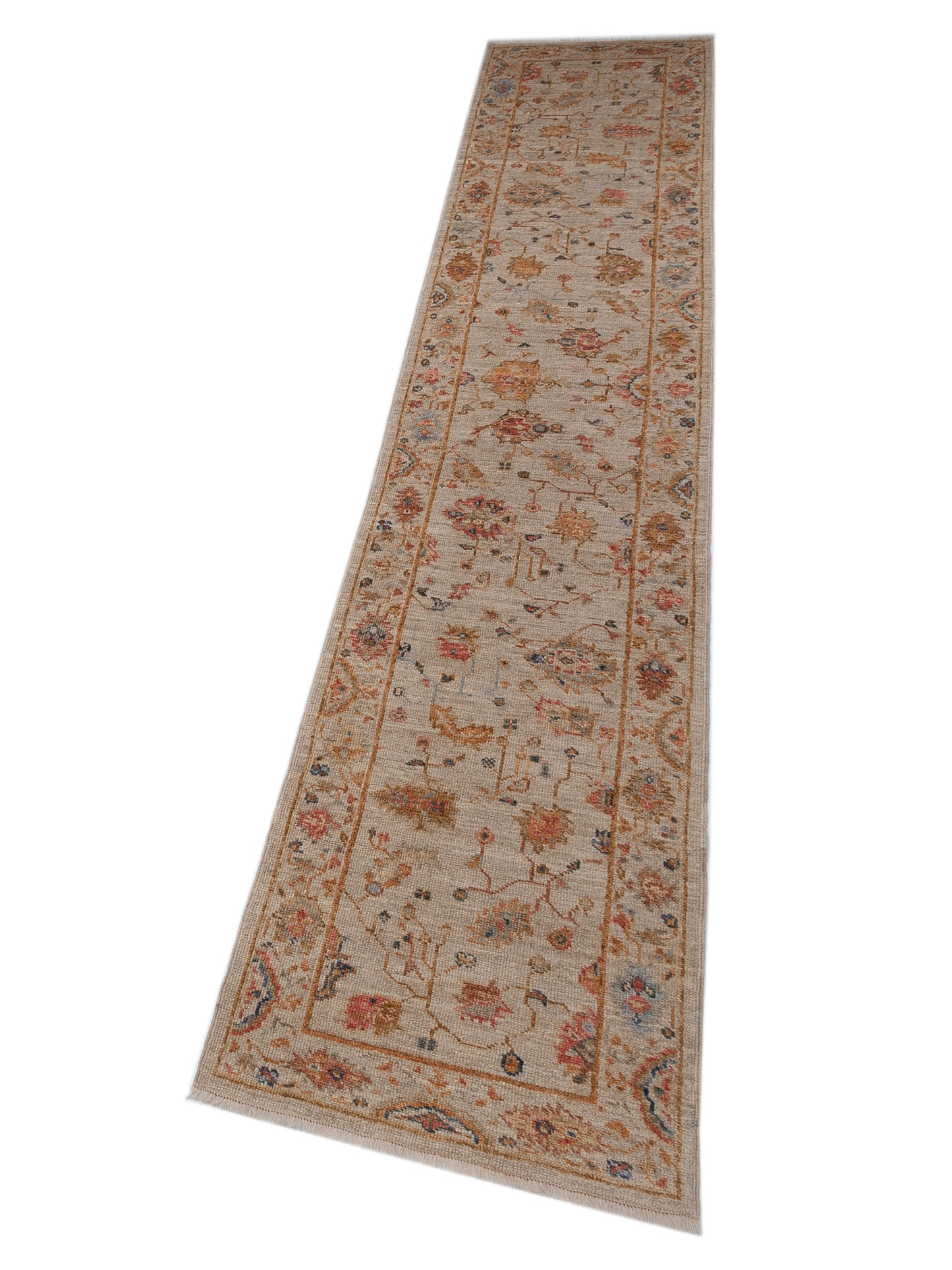 Angora Oushak 146501 Ivory Ivory 2.7x13.4 Hand Knotted Rug