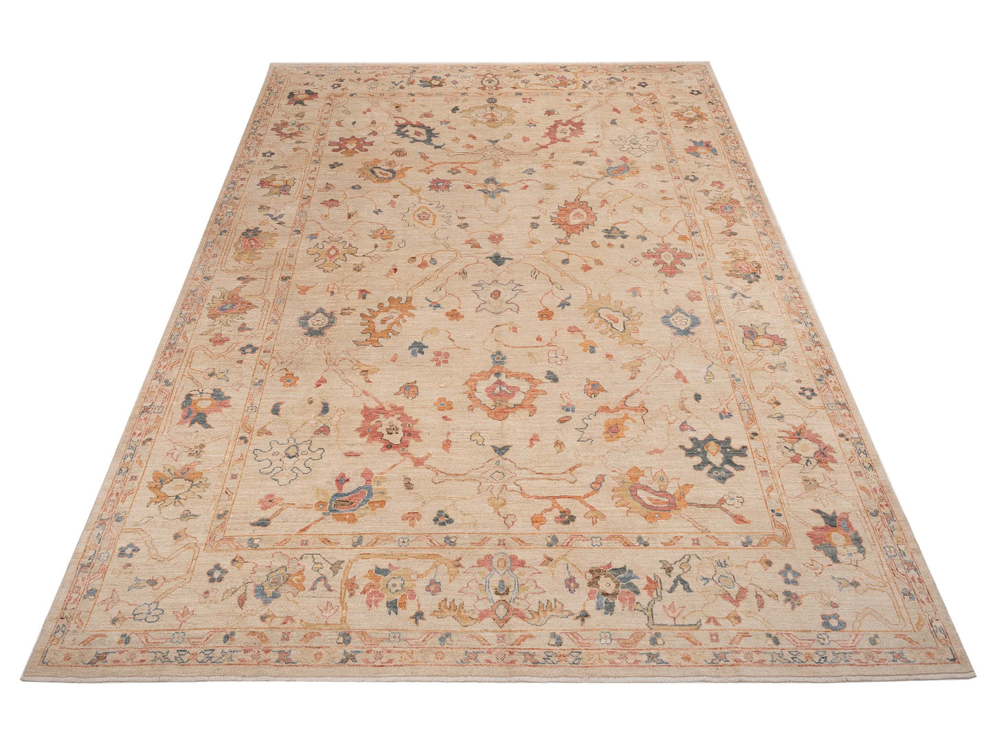 Angora Oushak 134556 Ivory Ivory 12.1x16.5 Hand Knotted Rug