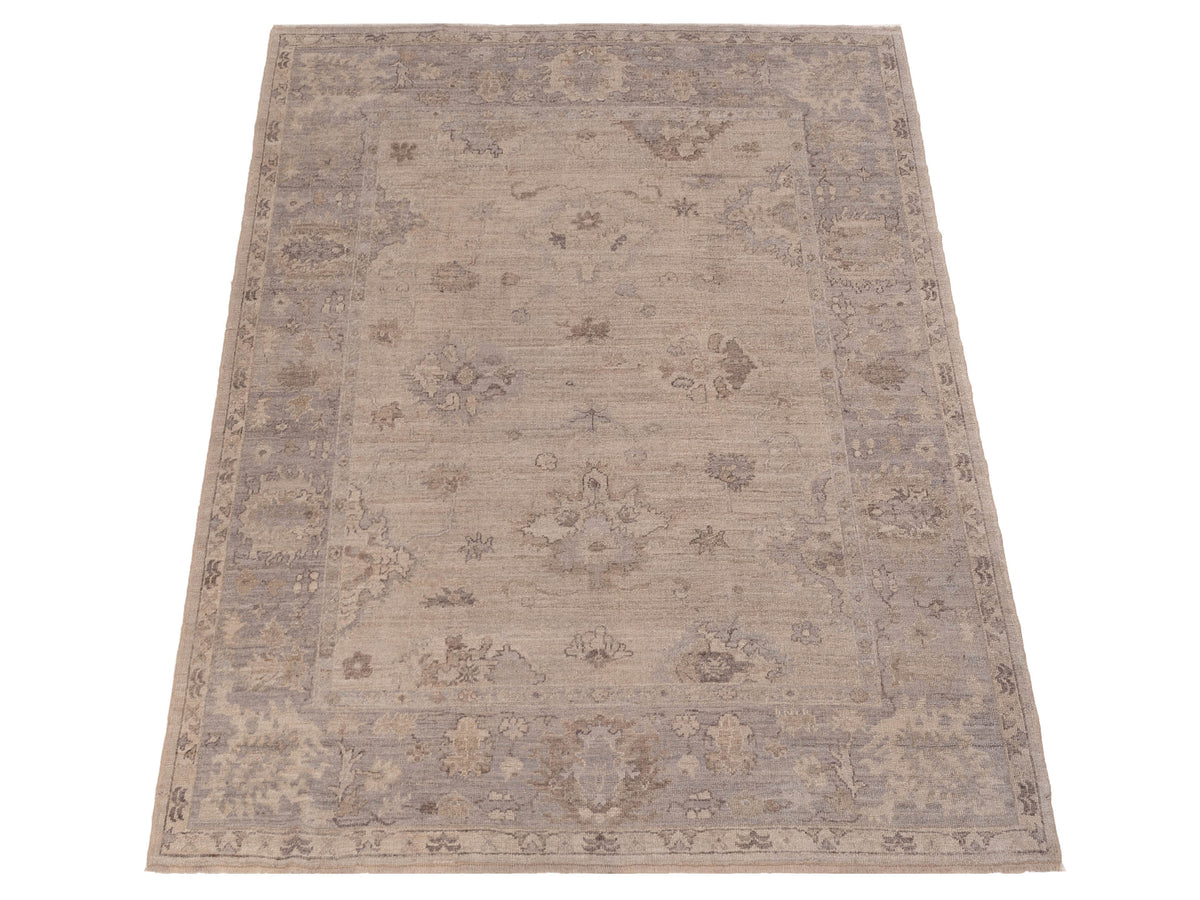 Angora Oushak 123615 Ivory Gray 7.8x9.4 Hand Knotted Rug