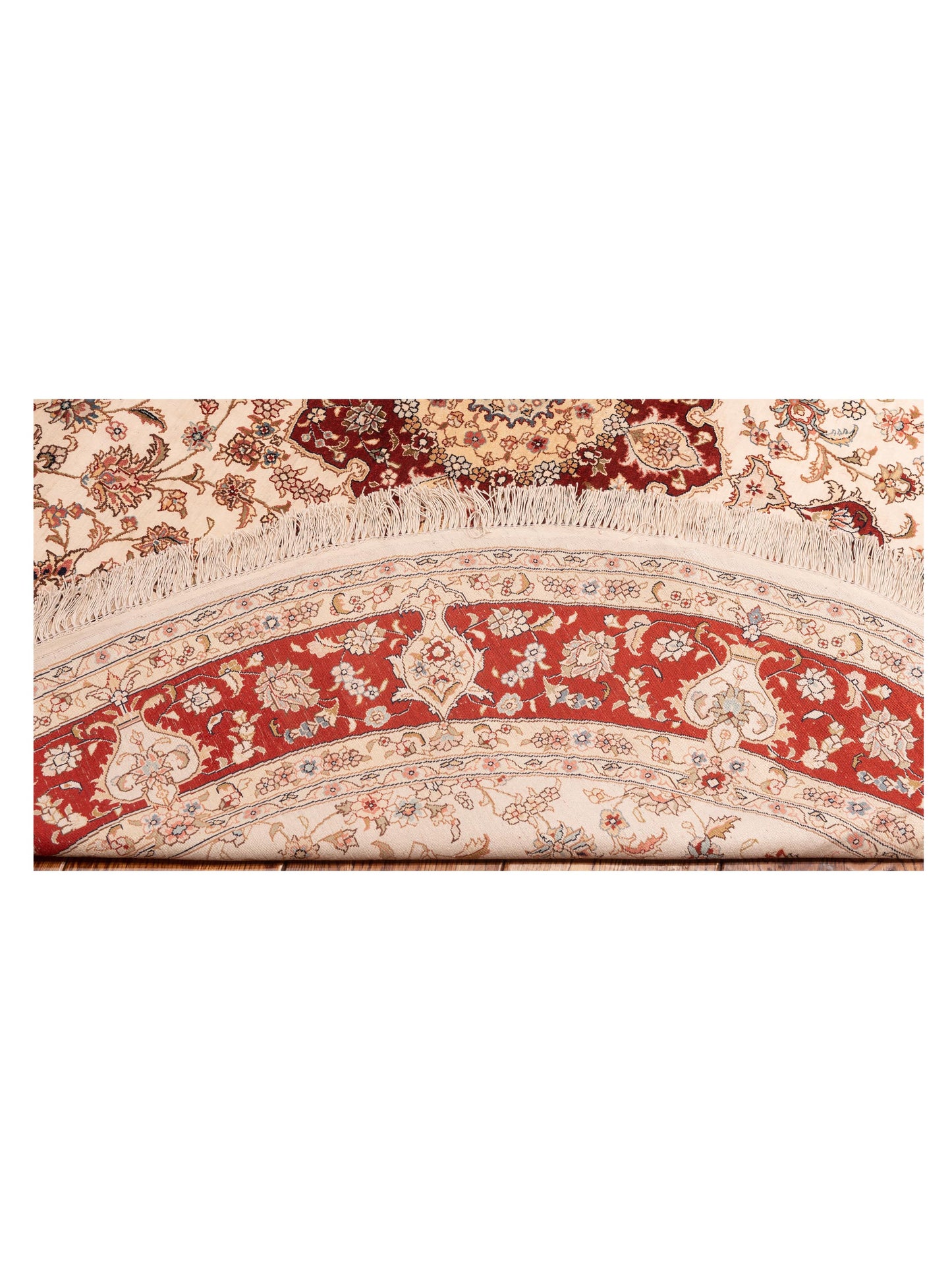 Pure Silk 118079 Ivory Red 6x6 Hand Knotted Rug