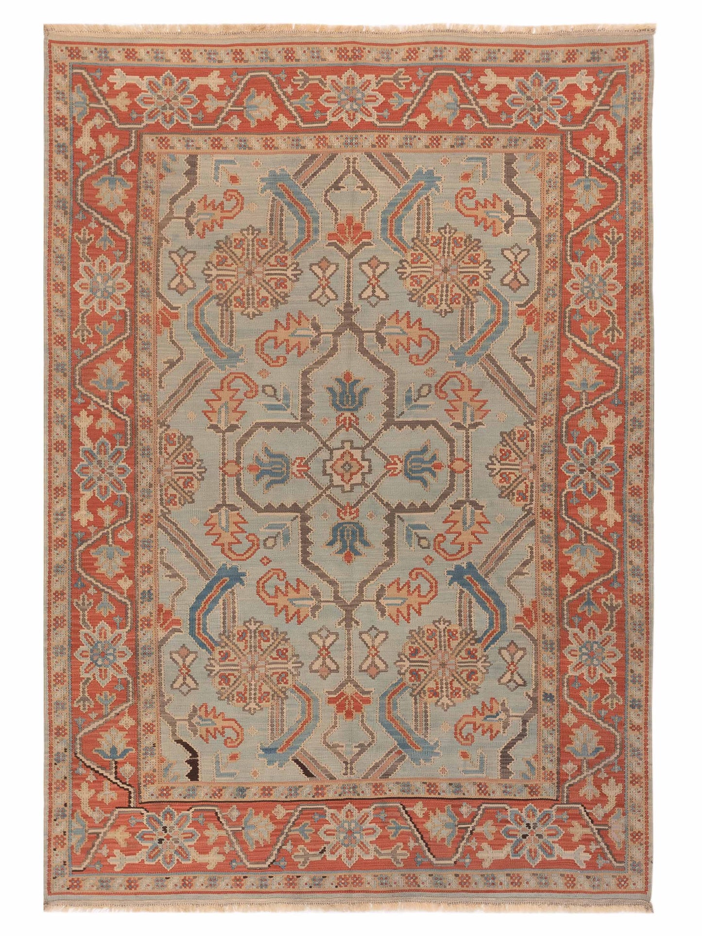 Pasha Transilvanian Kilim  Silver Red Traditional