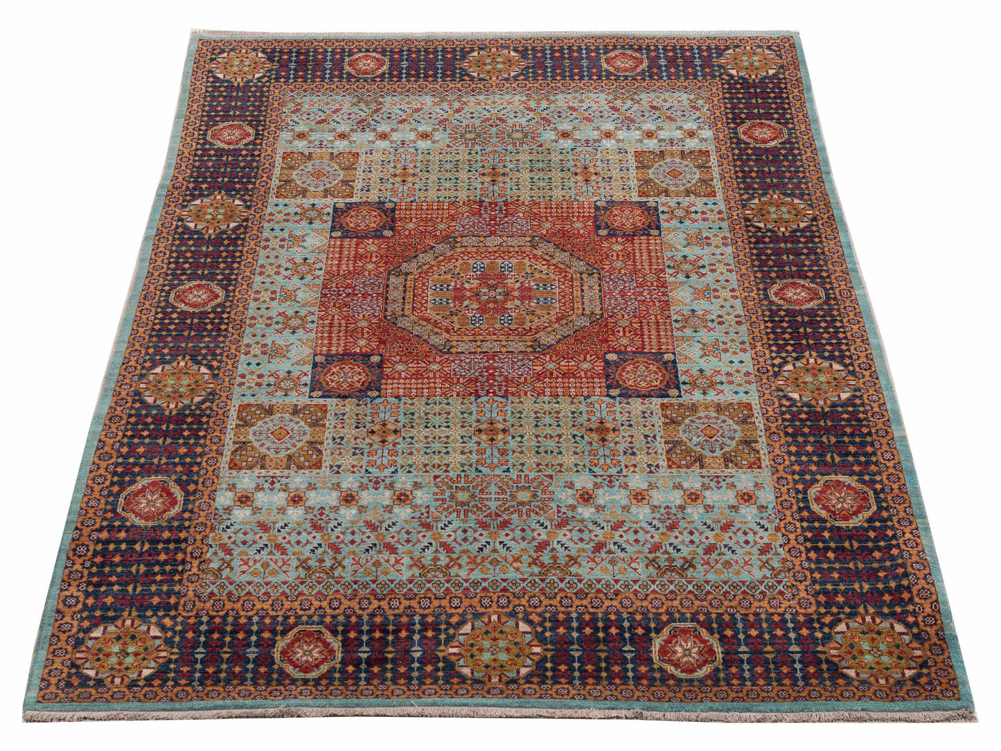 Artisan Mamluk 154750 Blue Charcoal 5.7x8.3 Hand Knotted Rug