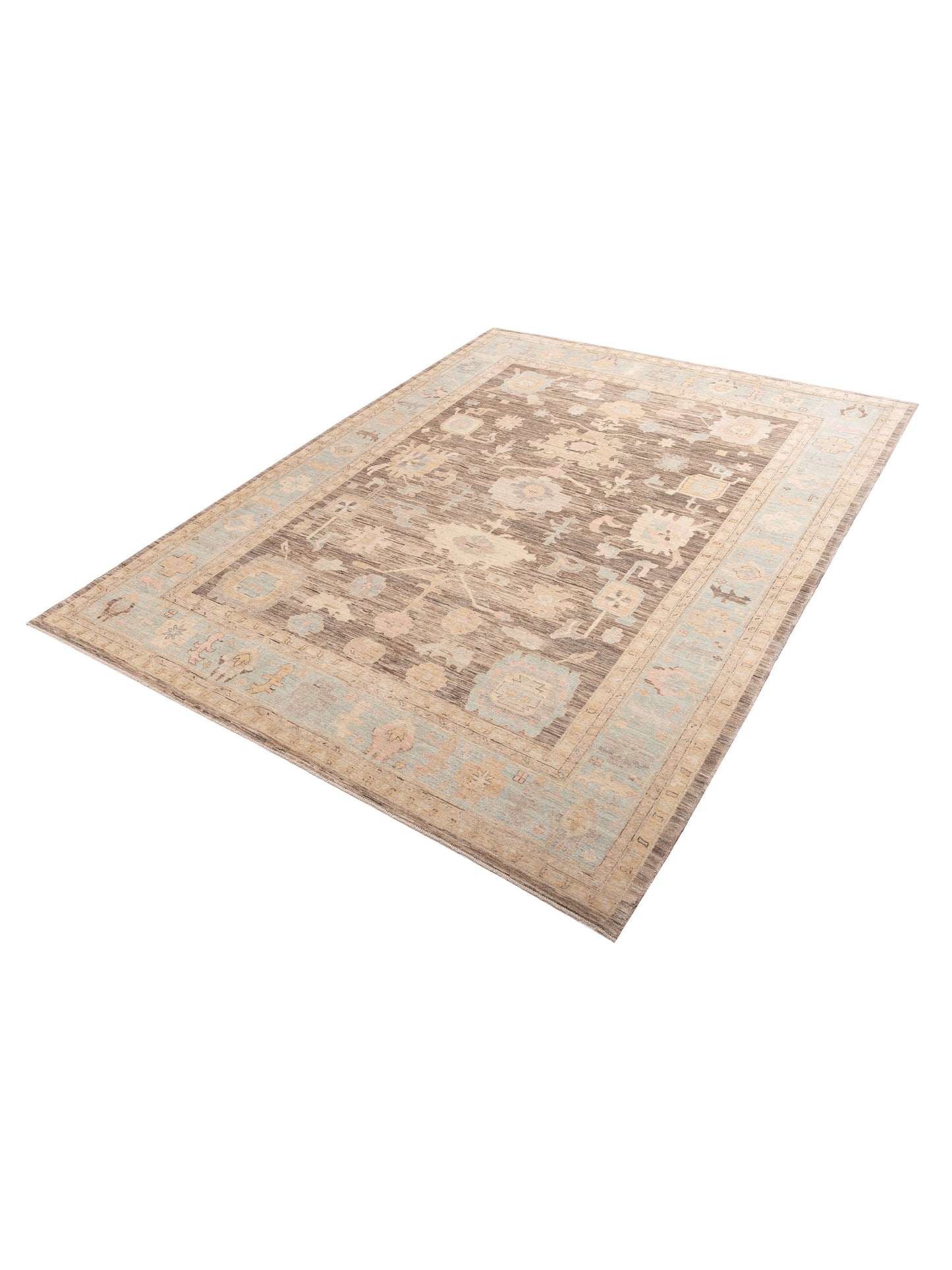 Anadol Oushak 156014 Brown Blue 10.4x13.9 Hand Knotted Rug