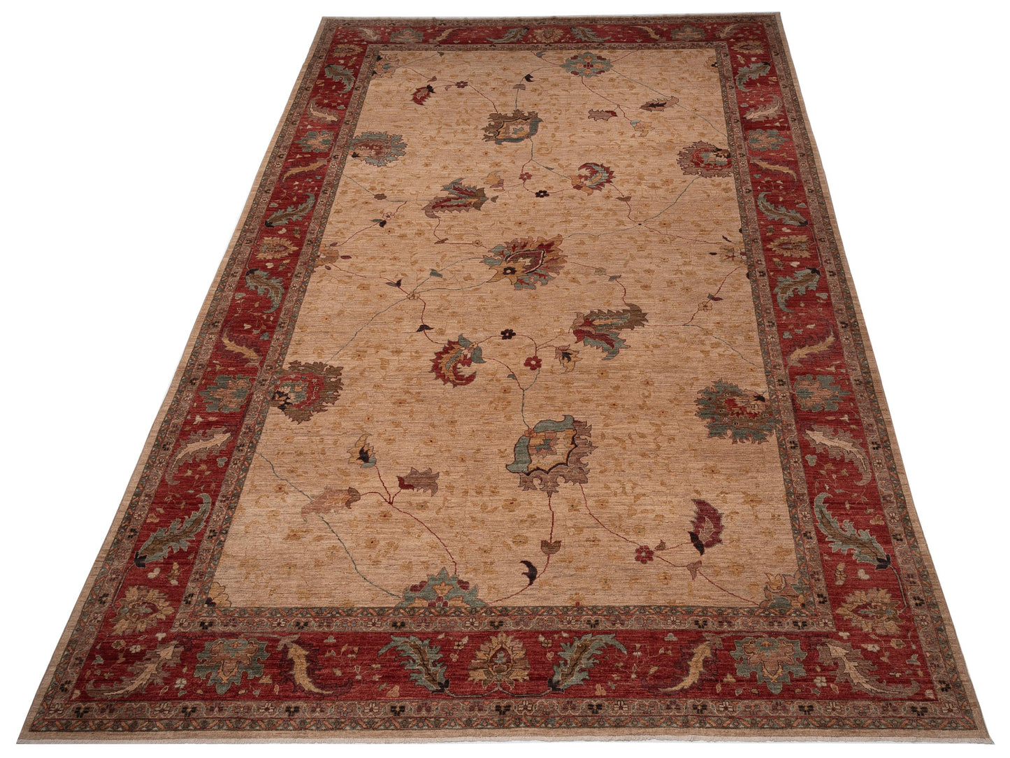Elvan Tamer Beige Red 12.2x17.8 Hand Knotted Rug