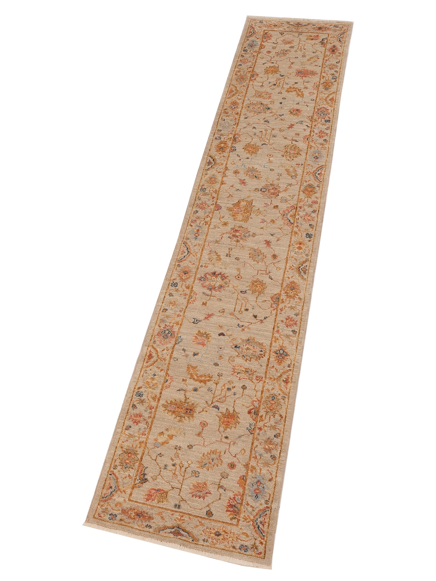 Angora Oushak 147980 Ivory Ivory 2.6x13.2 Hand Knotted Rug