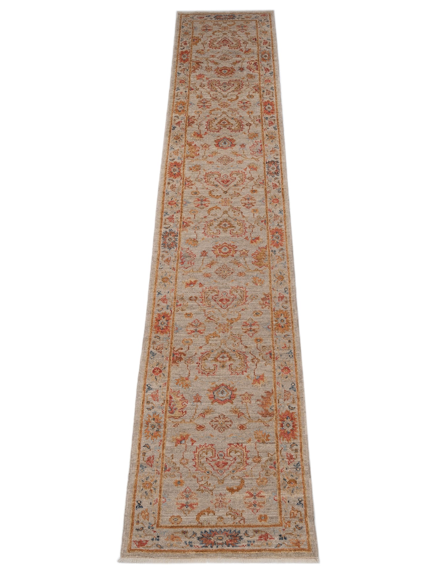 Angora Oushak 146503 Ivory Ivory 2.6x13.9 Hand Knotted Rug
