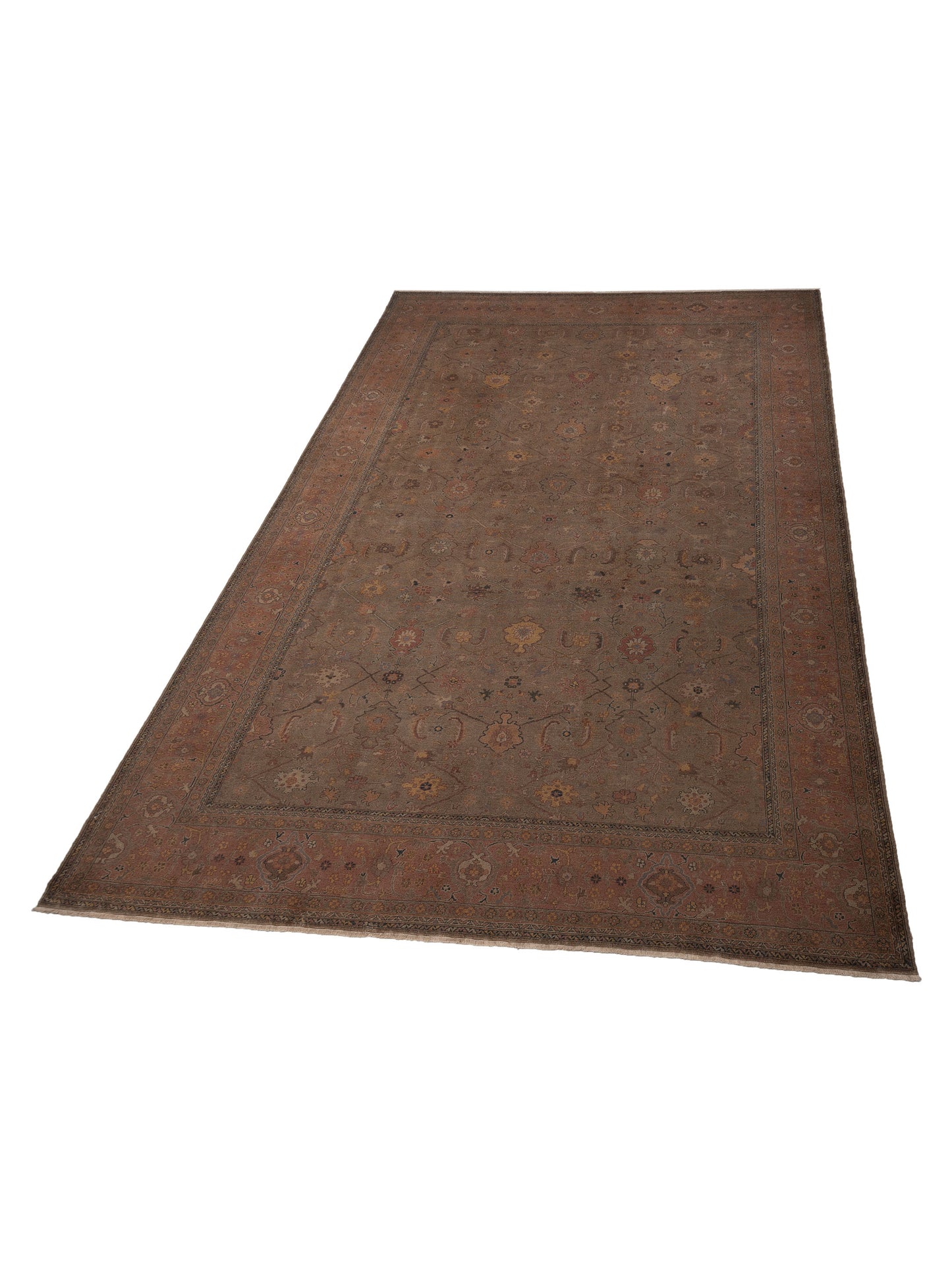 Turkish Elvan 76036 Green Pink 12.2x17.4 Hand Knotted Rug