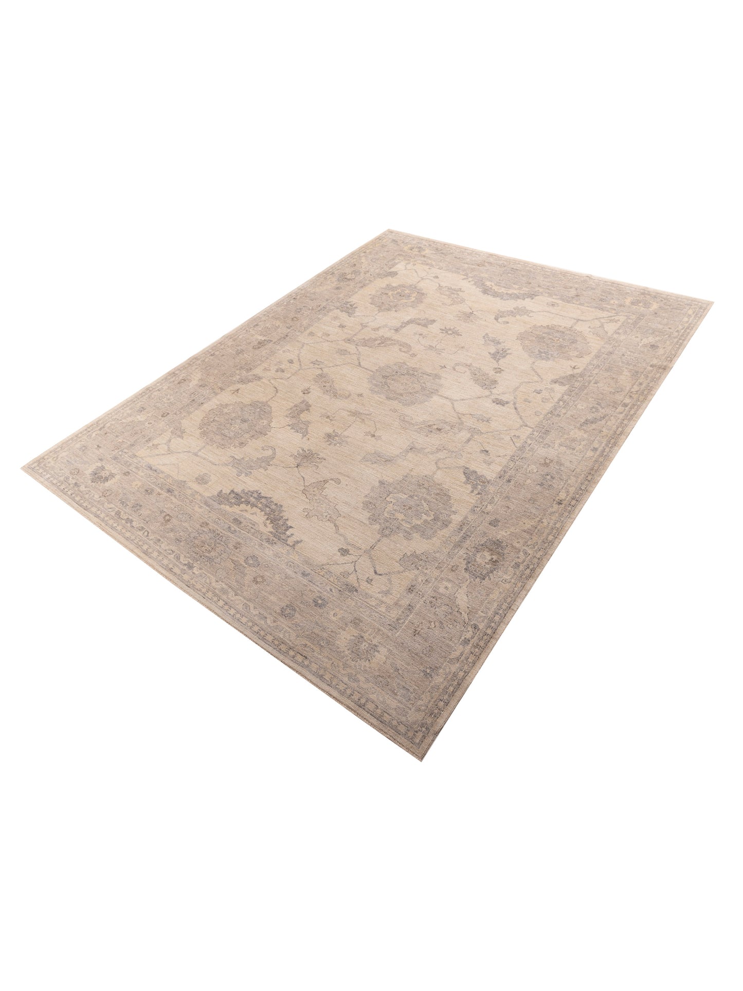 Angora Oushak 156060 Ivory Gray 11.7x15.3 Hand Knotted Rug