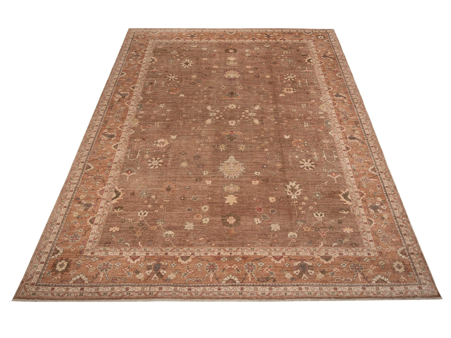 Angora Oushak 92757 Brown Brown 12.11x16.4 Hand Knotted Rug