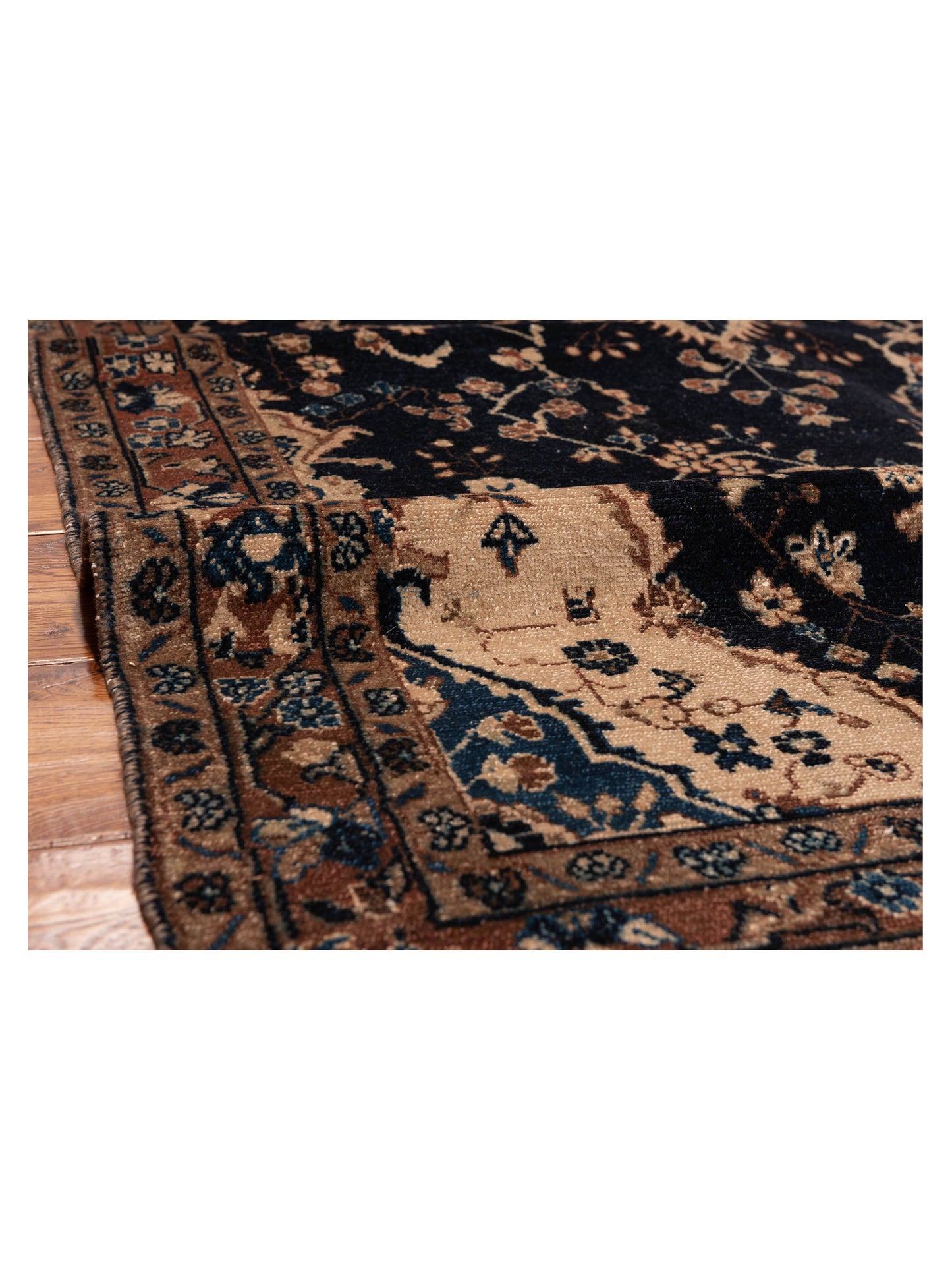 Persian 147683 Navy Brown 4.4x10.5 Hand Knotted Rug