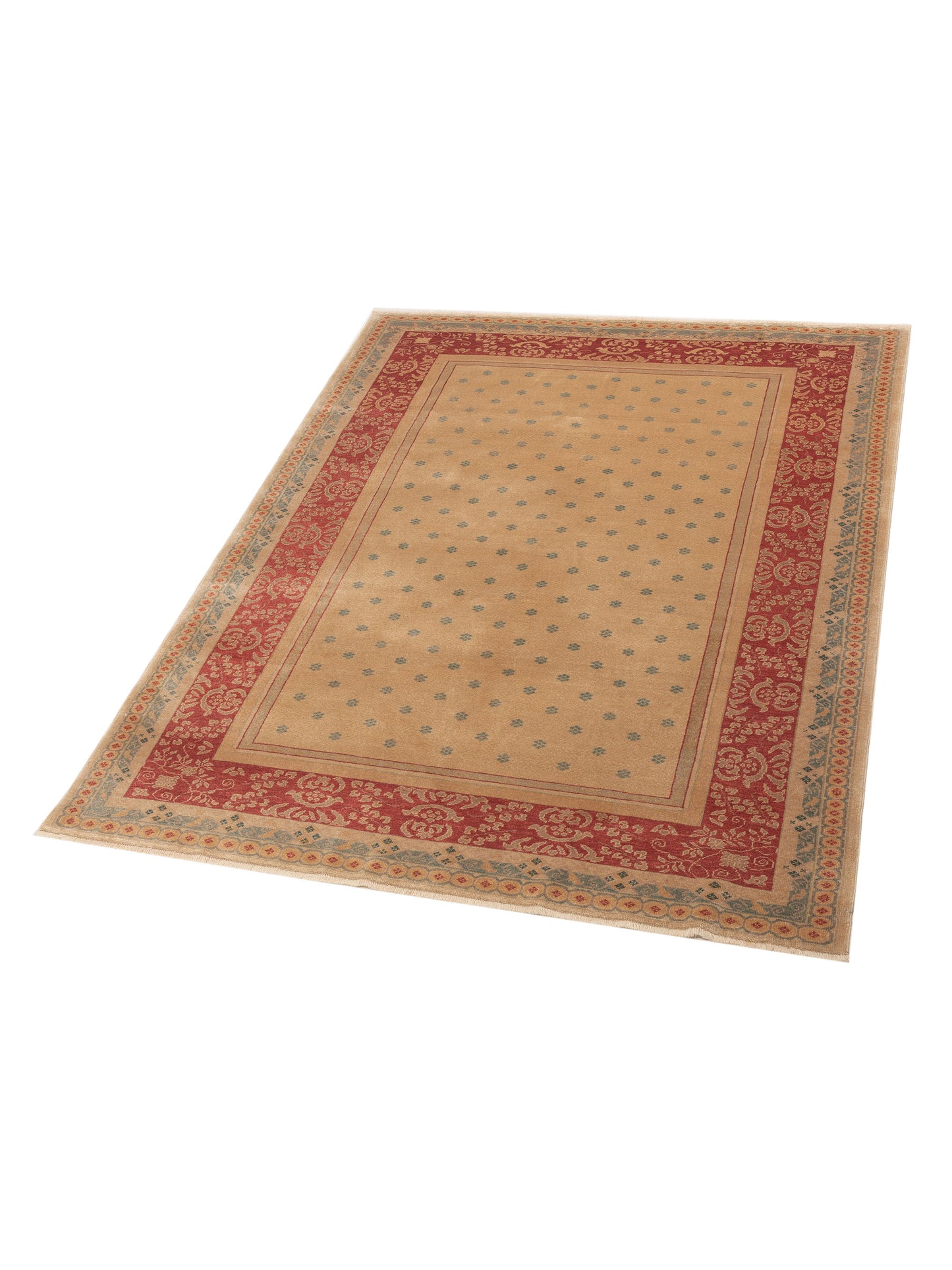 Antique Loom 120660 Cream Red 6.8x8.3 Hand Knotted Rug