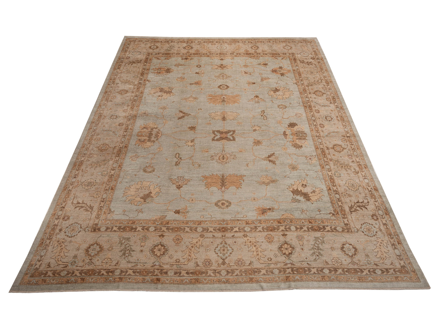 Angora Oushak 113991 Ice Blue Silver 14.5x18 Hand Knotted Rug