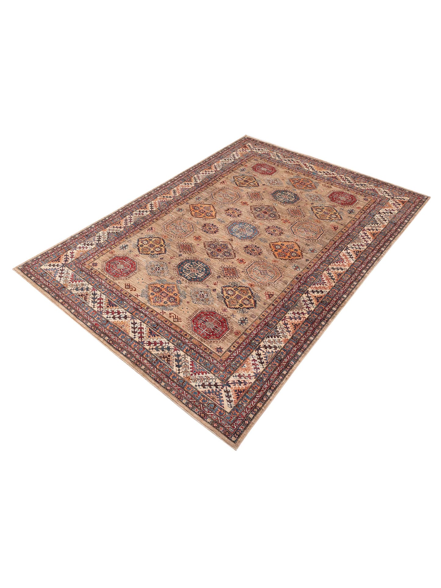 Artisan Kazak 151746 Beige Ivory 8.9x12.3 Hand Knotted Rug
