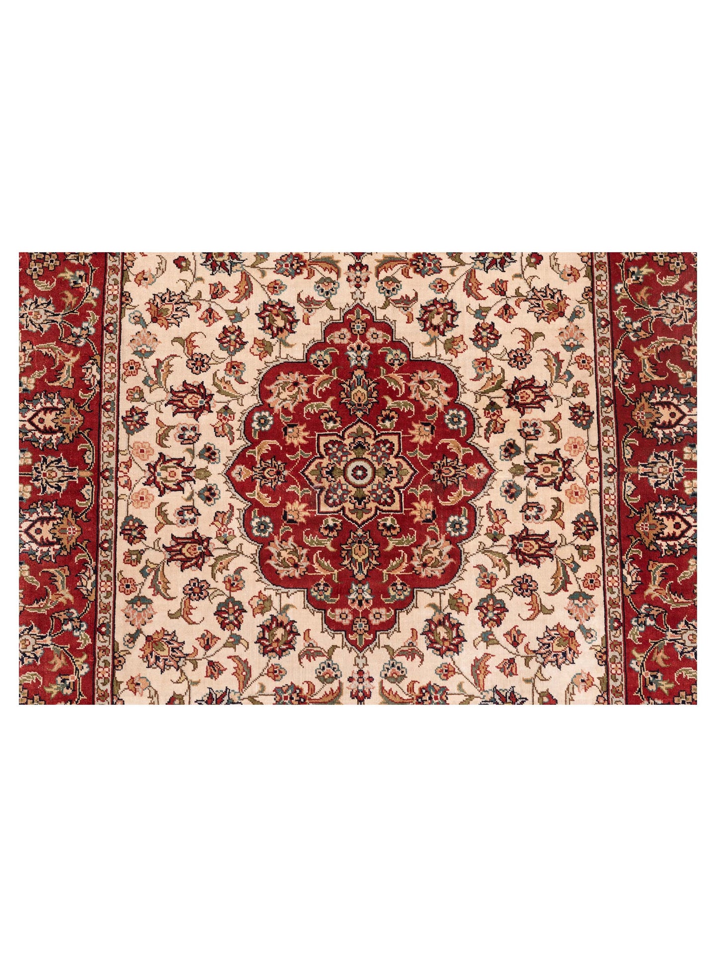 Pure Silk 98274 Ivory Red 2.4x4 Hand Knotted Rug