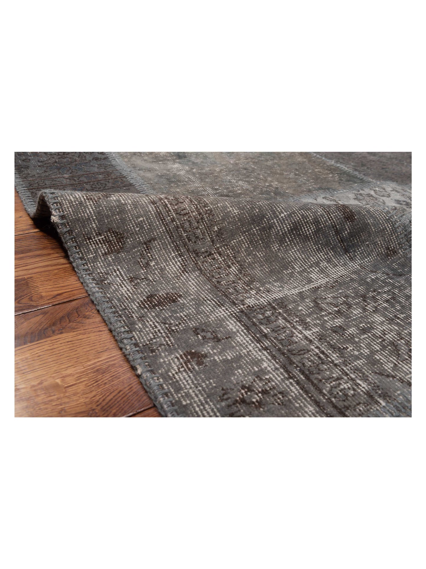 Turkish Vestige Patchwork 142764 Gray 8.3x9.10 Hand Knotted Rug