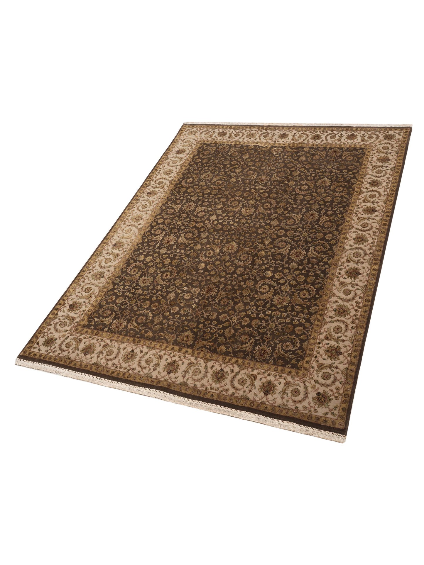 Imperial Silk 122299 Brown Ivory 7.10x10.5 Hand Knotted Rug