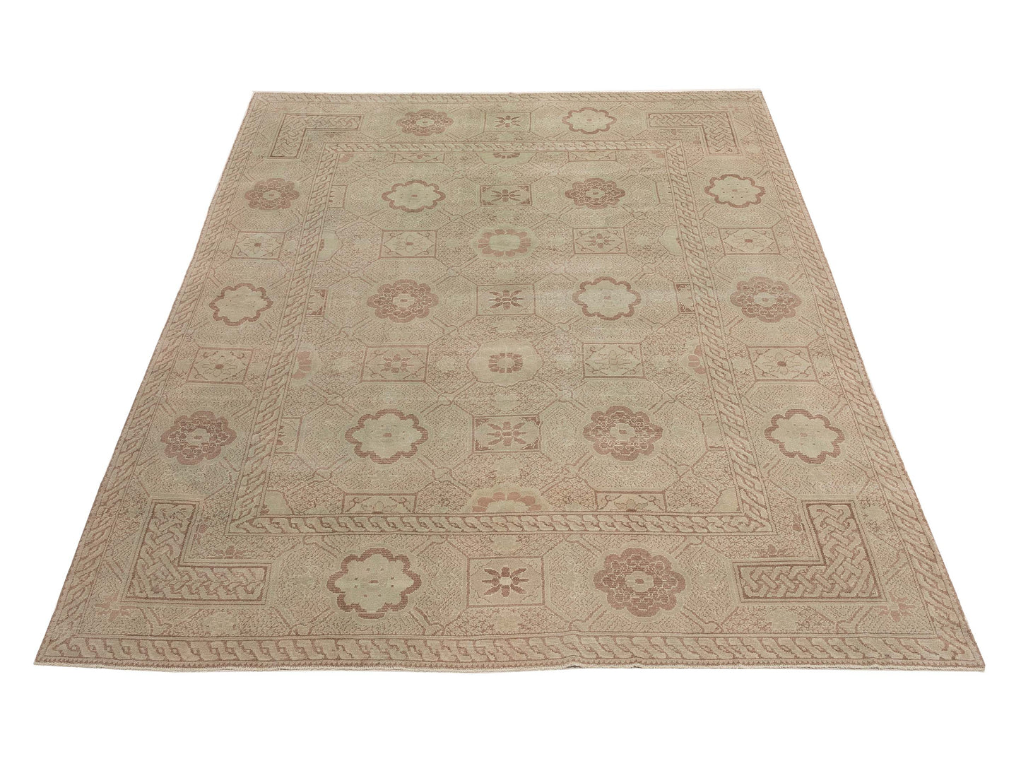Vintage 154371 Beige Beige 10x12.4 Hand Knotted Rug