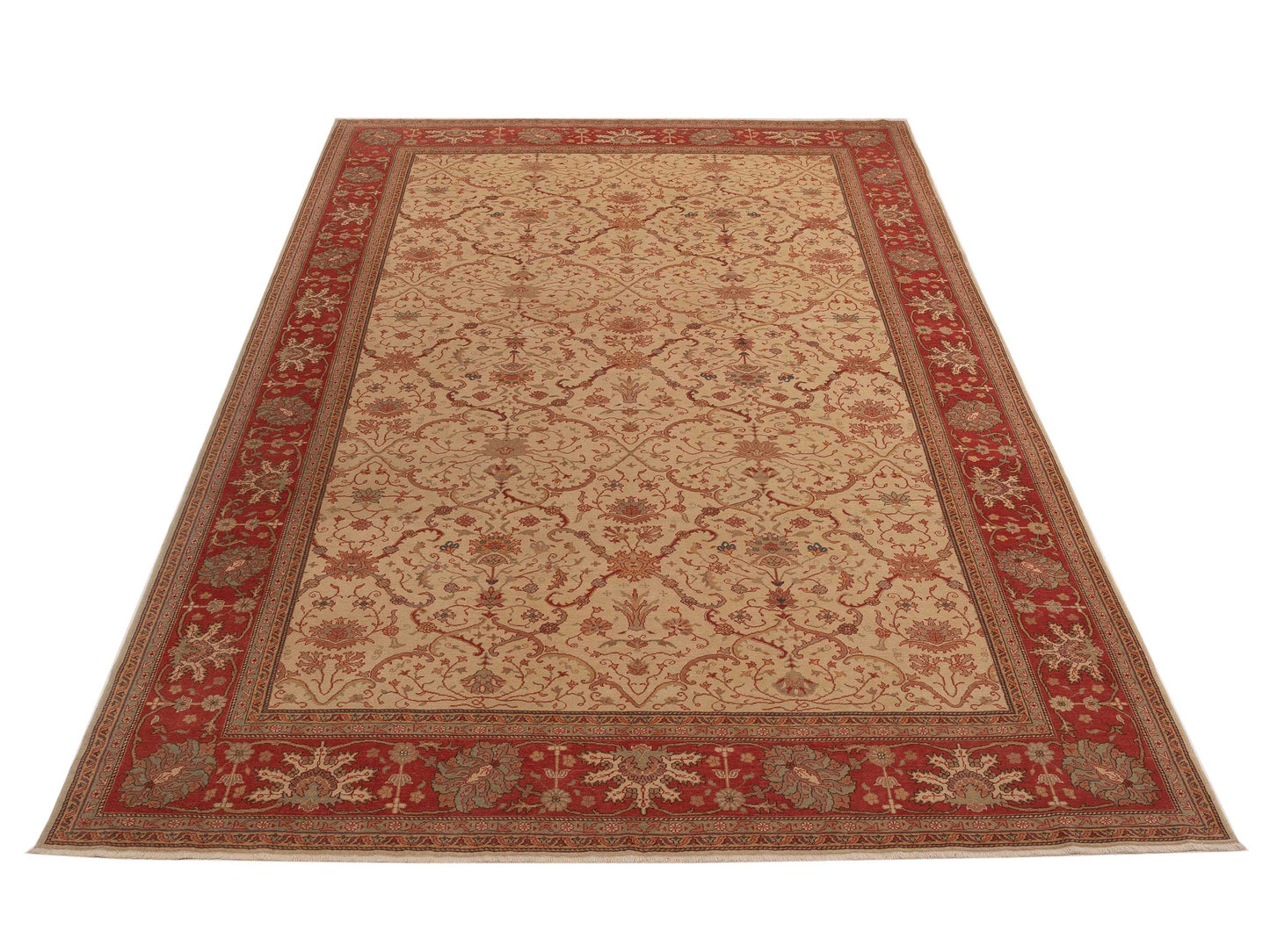 Antique Loom 108053 Ivory Rust 10.5x14.4 Hand Knotted Rug