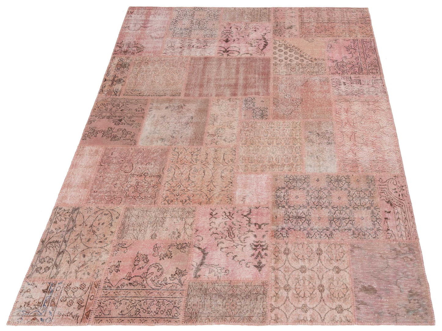Turkish Vestige Patchwork 149180 Pink 8x9.11 Hand Knotted Rug