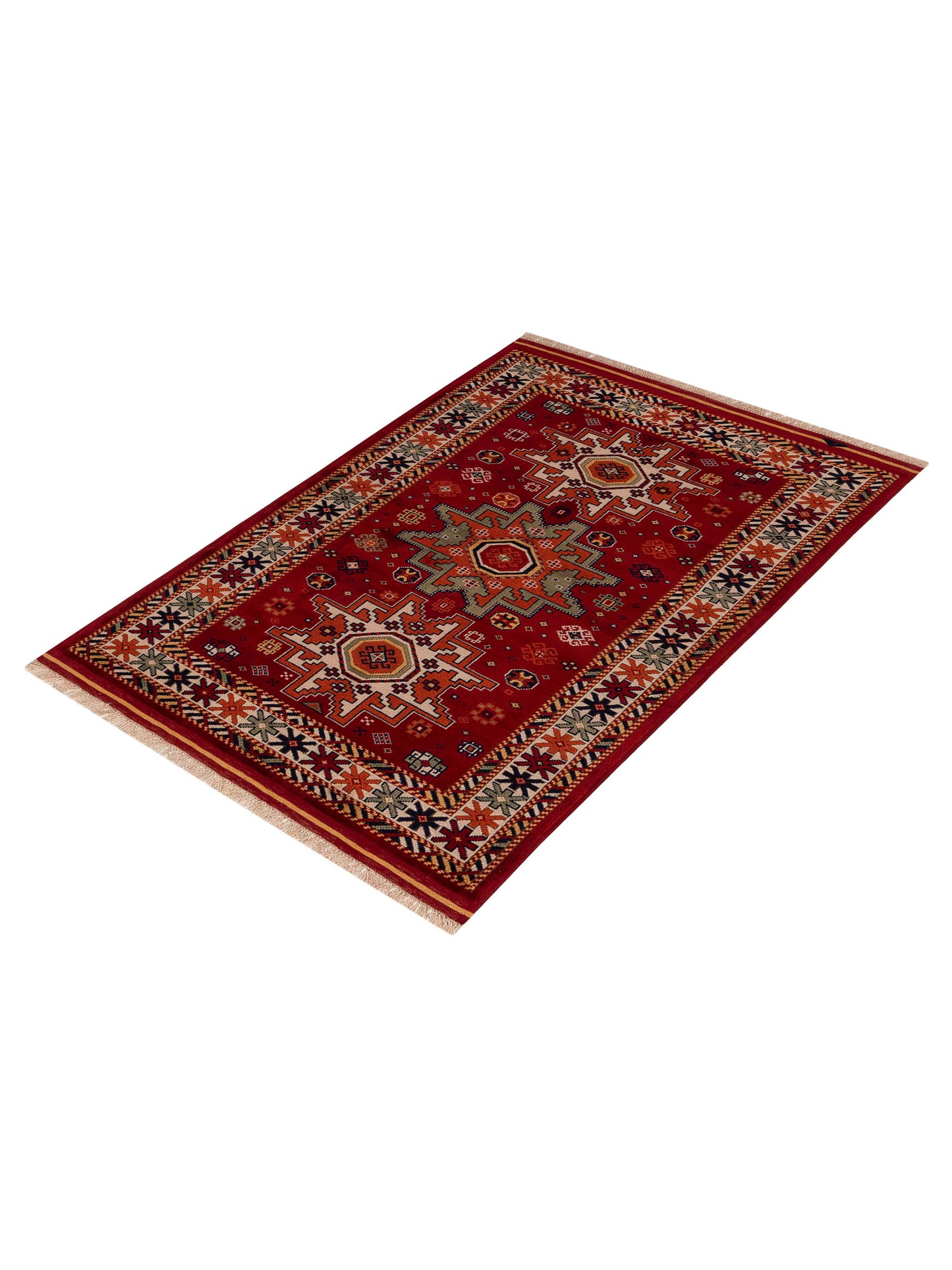 Turkish Shirwan 129691 Red Ivory 3.11x5.8 Hand Knotted Rug