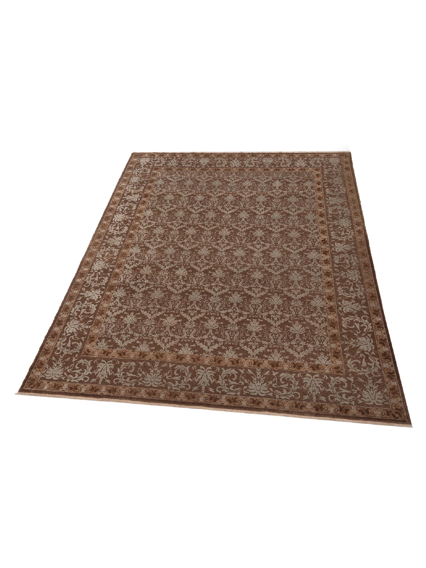 Defne Begonia Brown Brown 9.4x11.11 Hand Knotted Rug