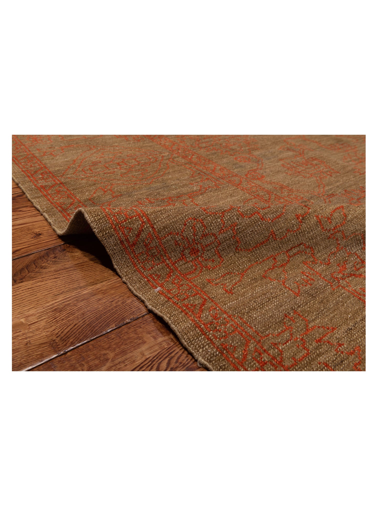 Defne Jade Brown Orange 8.2x9.10 Hand Knotted Rug