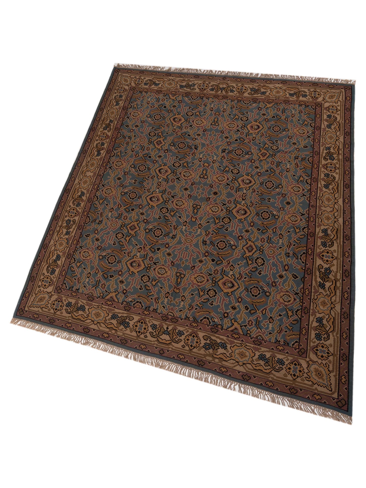 Transilvanian Kilim 79801 Blue Ivory 8.4x9.9 Hand Woven Rug