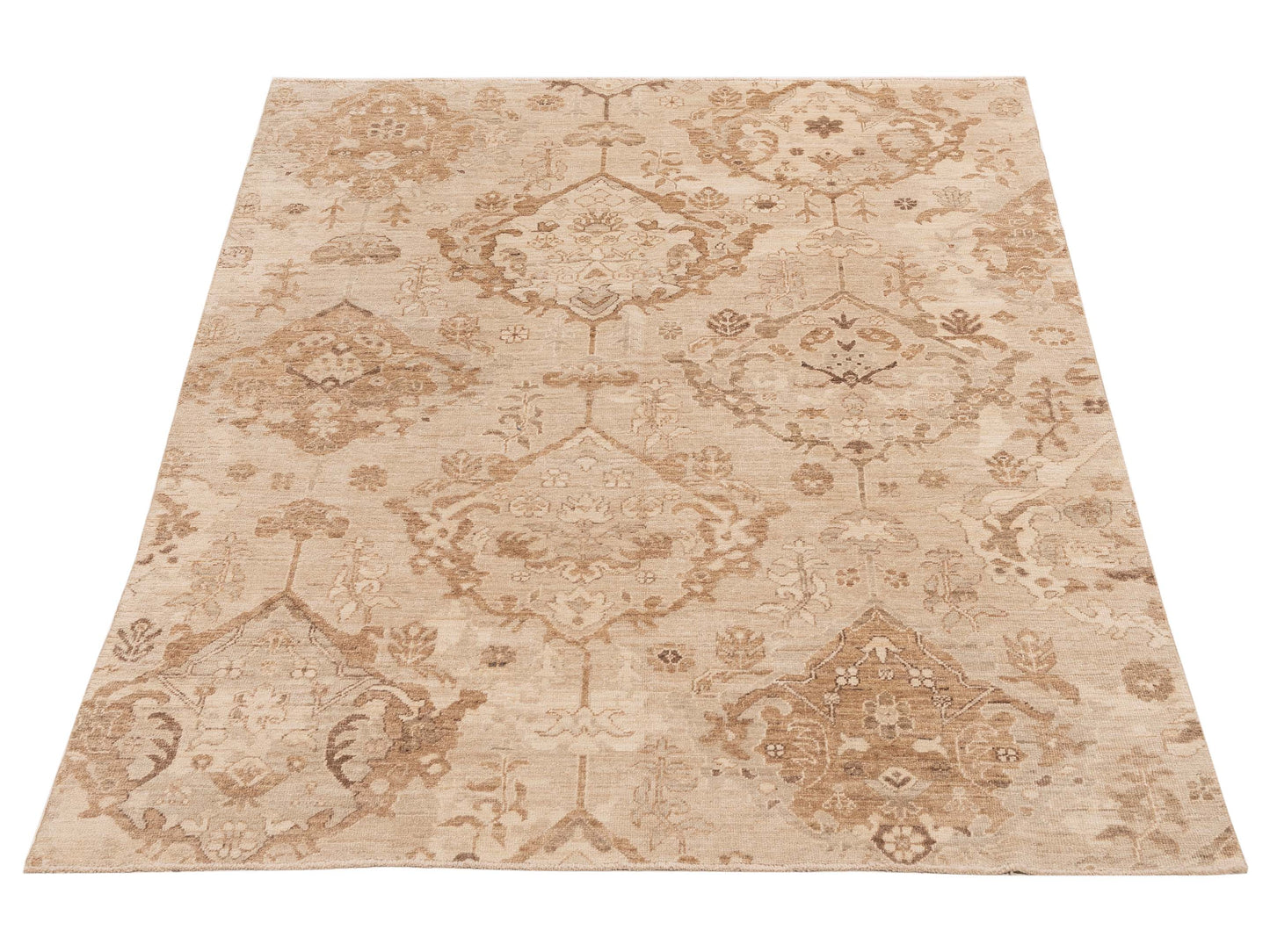Angora Oushak 154962 Cream Brown 7.10x9.11 Hand Knotted Rug
