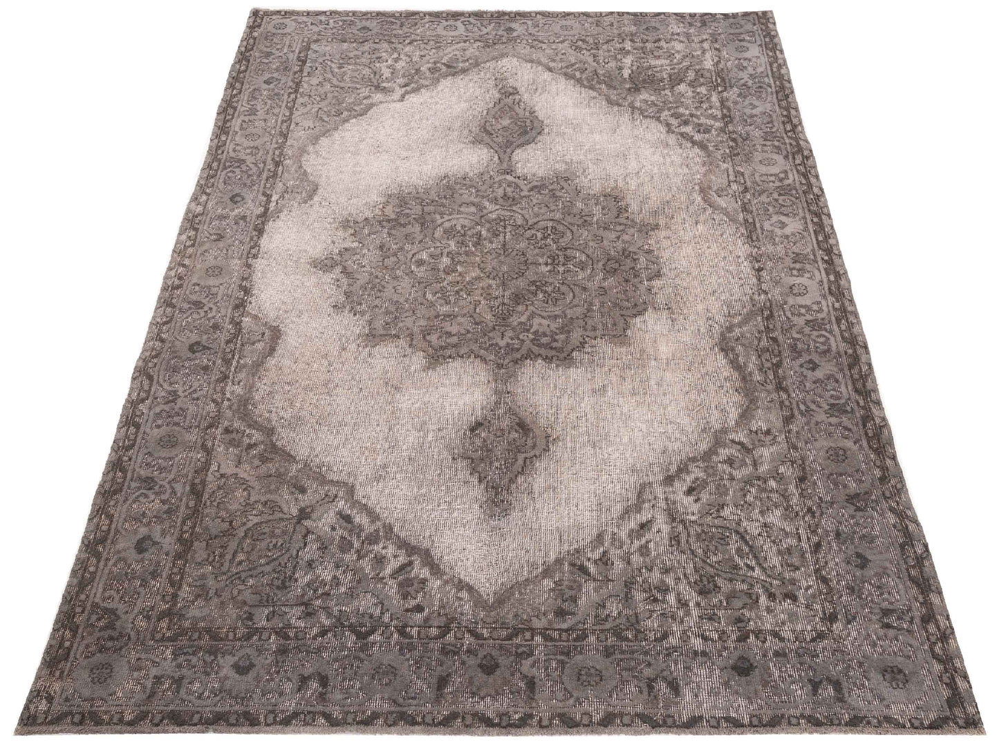 Vintage 121970 Gray 6.6x9.3 Hand Knotted Rug