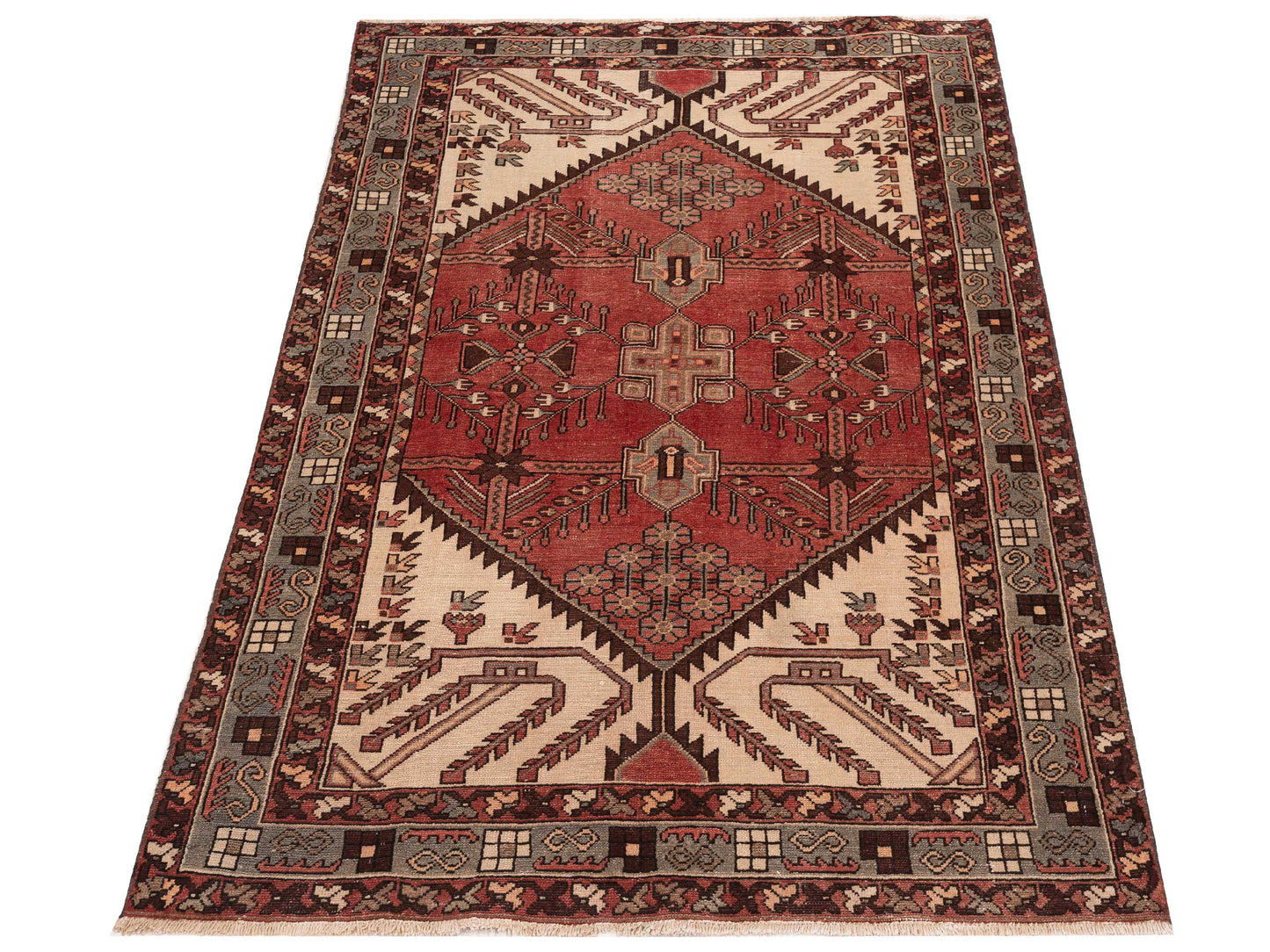 Persian 147680 Red Gray 4.3x6.9 Hand Knotted Rug