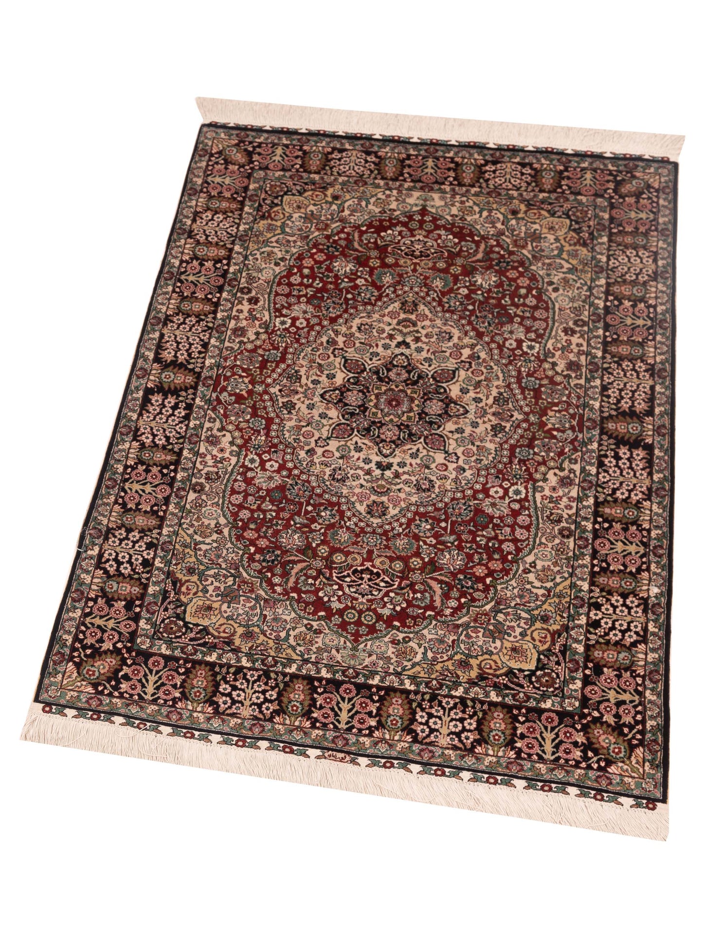 Pure Silk 120744 Red Black 2.7x4 Hand Knotted Rug